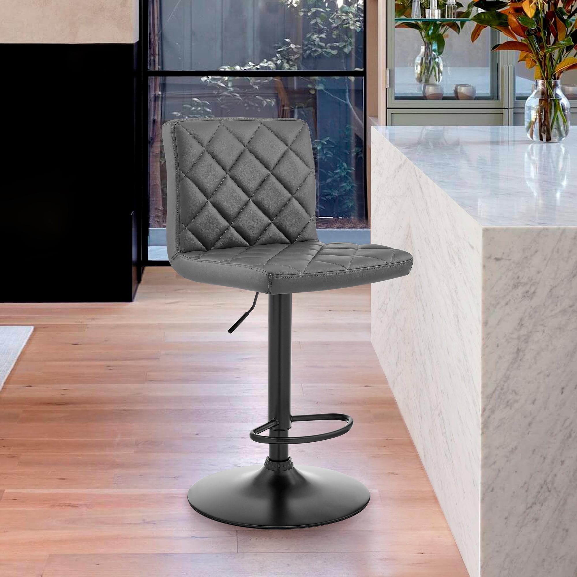 Duval Adjustable Grey Faux Leather Swivel Bar Stool