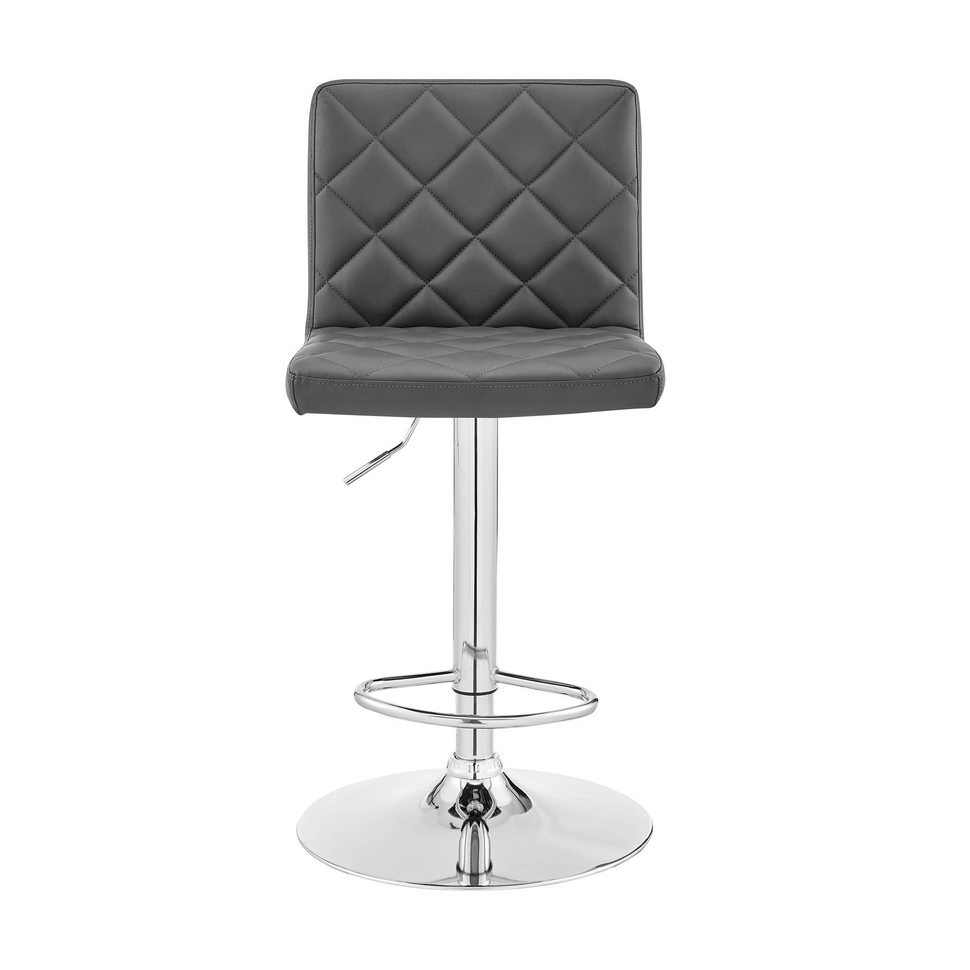 Duval Adjustable Barstool with Faux Leather and Metal Finish Gray - Armen Living