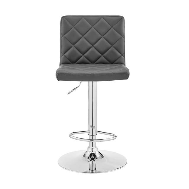 Duval Adjustable Barstool with Faux Leather and Metal Finish Gray - Armen Living
