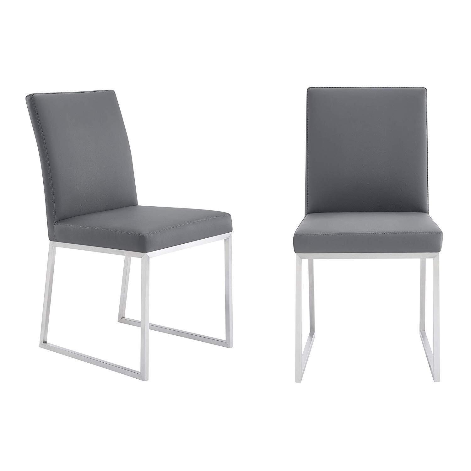 Modern Gray Faux Leather Upholstered Metal Side Chair