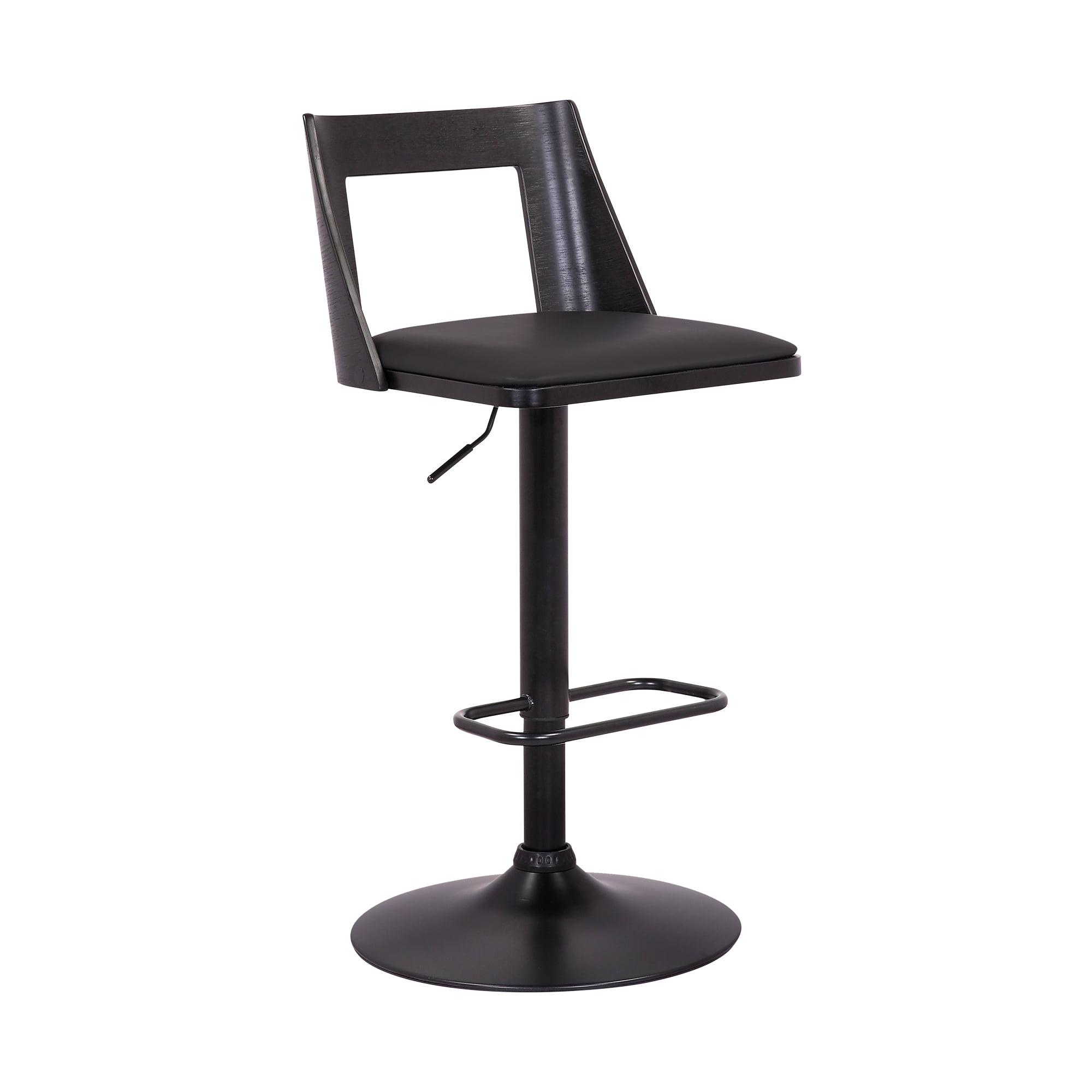 26" Armen Living Tyler Swivel Counter Barstool: Walnut Frame, Chrome Footrest, Faux Leather