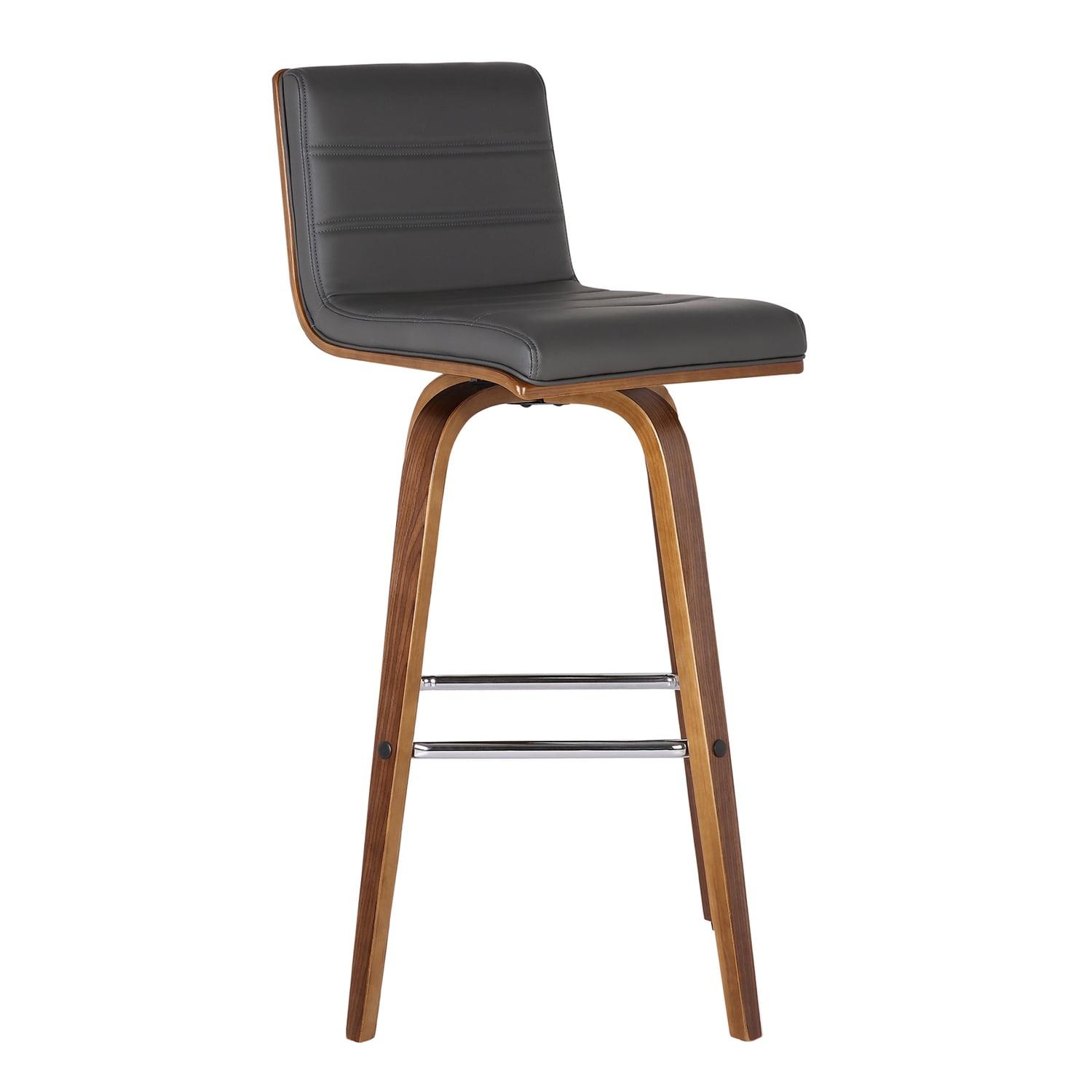 35 x 17 x 20 in. 26 in. Vienna Counter Height Barstool, Walnut Wood with Grey Faux Leather