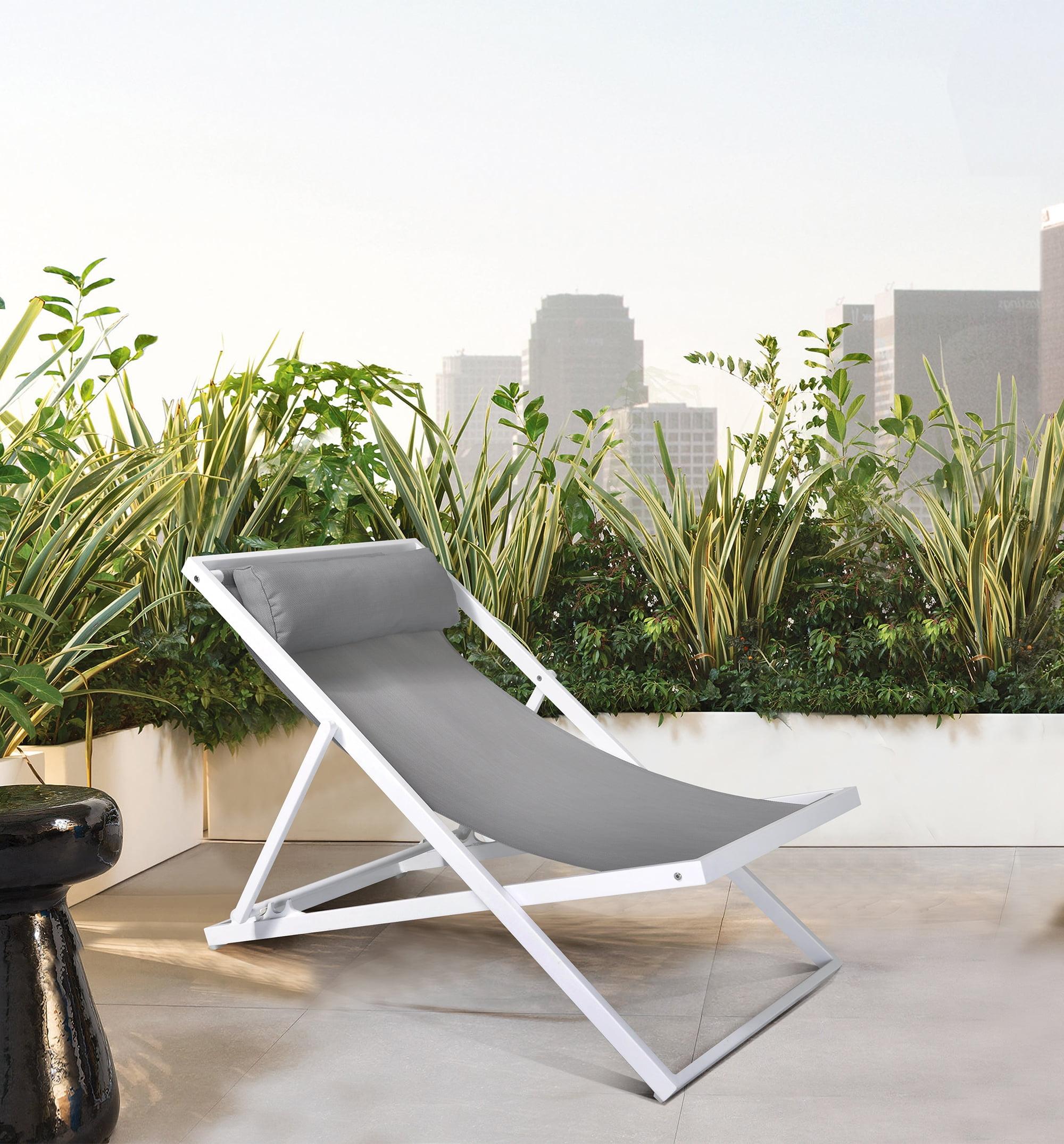 Armen Living Wave Outdoor Patio Aluminum Deck Chair