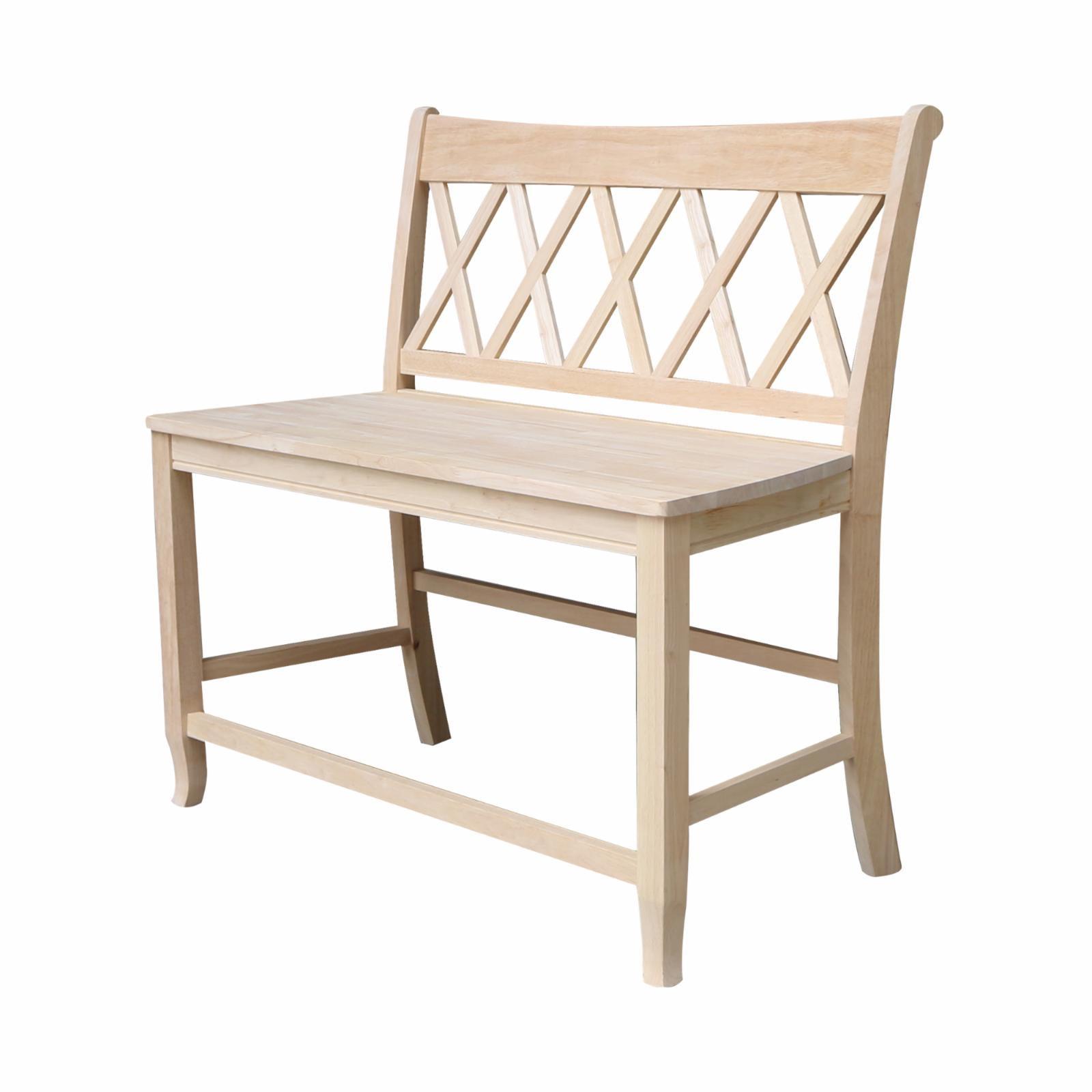 Natural Solid Wood Double X-Back Armless Bench