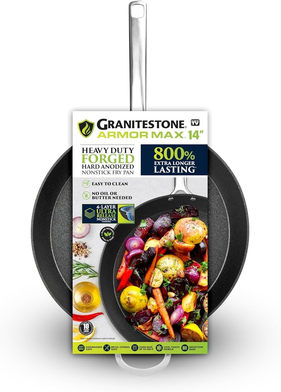 Granitestone Armor Max 14'' Ultra Durable Nonstick Family Pan with Lid