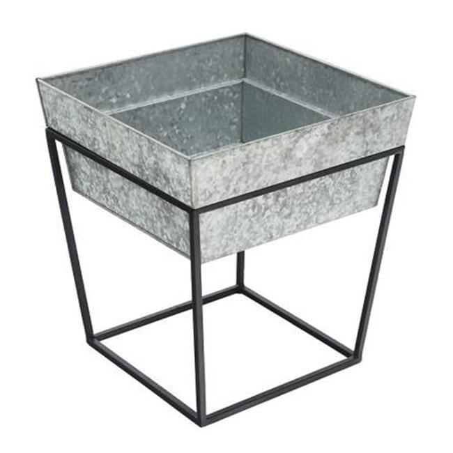 Arne 15'' Black and Galvanized Metal Plant Stand