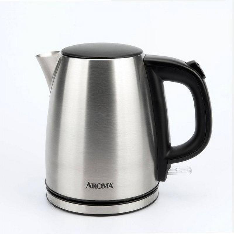 Aroma 1L Stainless Steel Electric Water Kettle with Black Handle