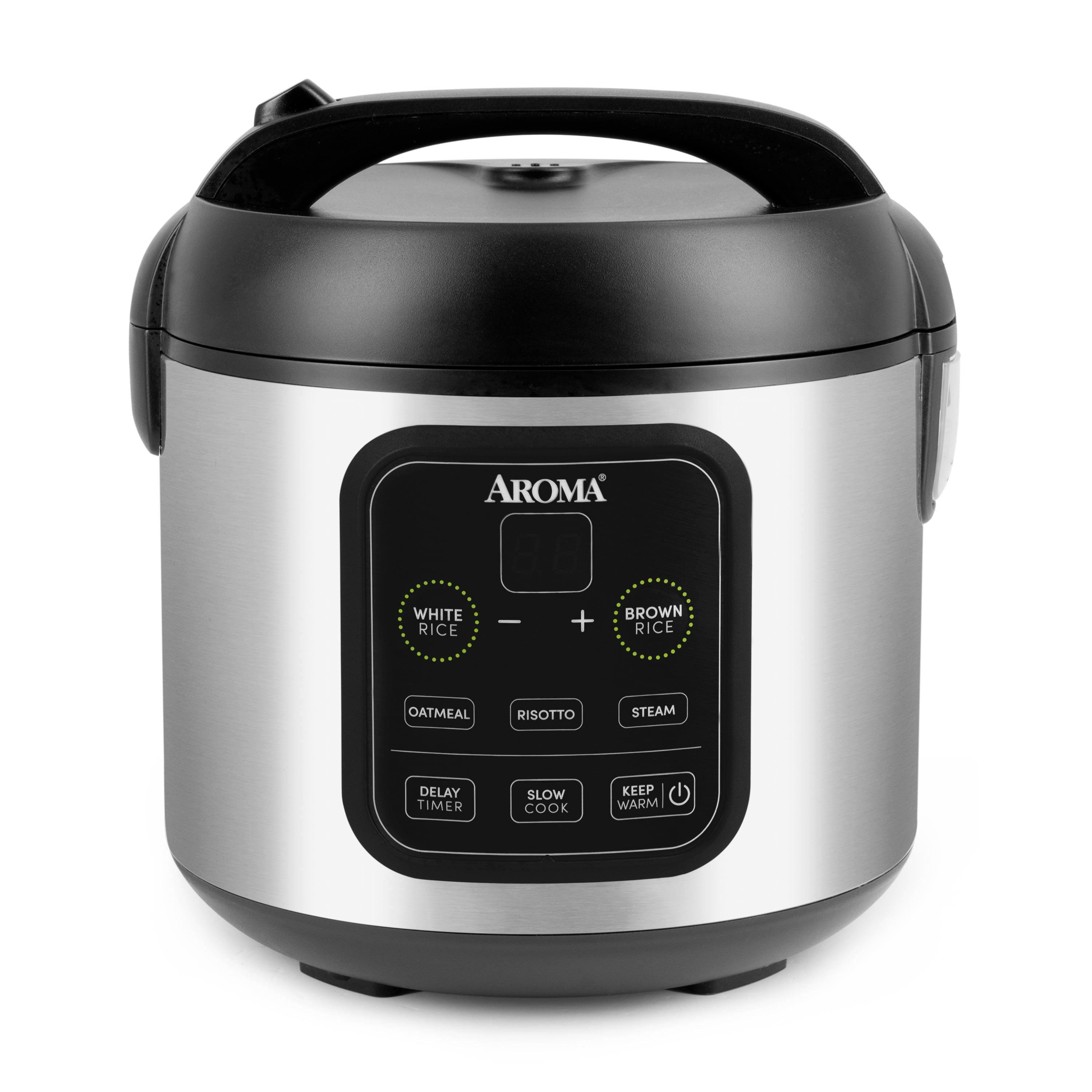 Aroma Aroma 4-Cup (Uncooked) / 8-Cup (Cooked), 2Qt. Digital Rice & Grain Multicooker, Slow Cooker, Automatic Keep Warm Mode, Steam Tray Included, Stainless Steel (ARC-994SB)