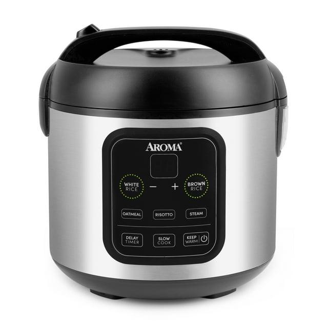 Aroma Aroma 4-Cup (Uncooked) / 8-Cup (Cooked), 2Qt. Digital Rice & Grain Multicooker, Slow Cooker, Automatic Keep Warm Mode, Steam Tray Included, Stainless Steel (ARC-994SB)