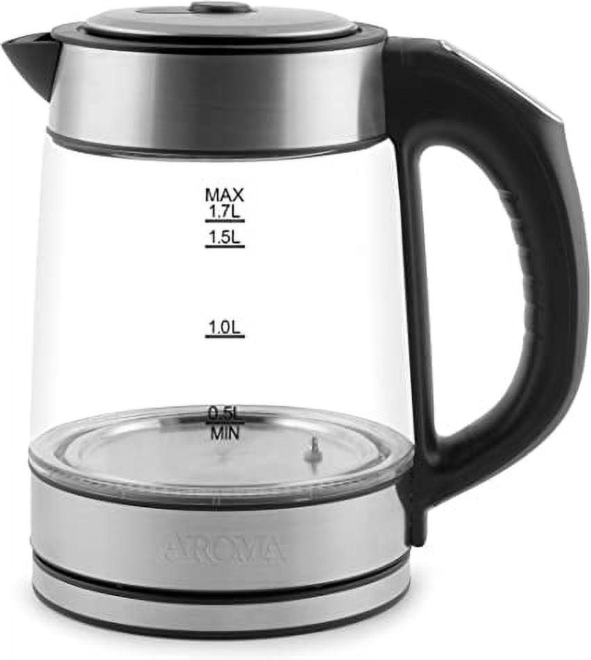 Aroma 1.7L Digital Programmable Kettle with Illumination: Borosilicate Glass, Automatic Shut-Off, Water Level Viewer