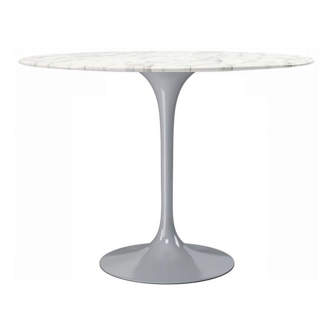 Rose 40" Round Gray Marble Dining Table with Pedestal Base