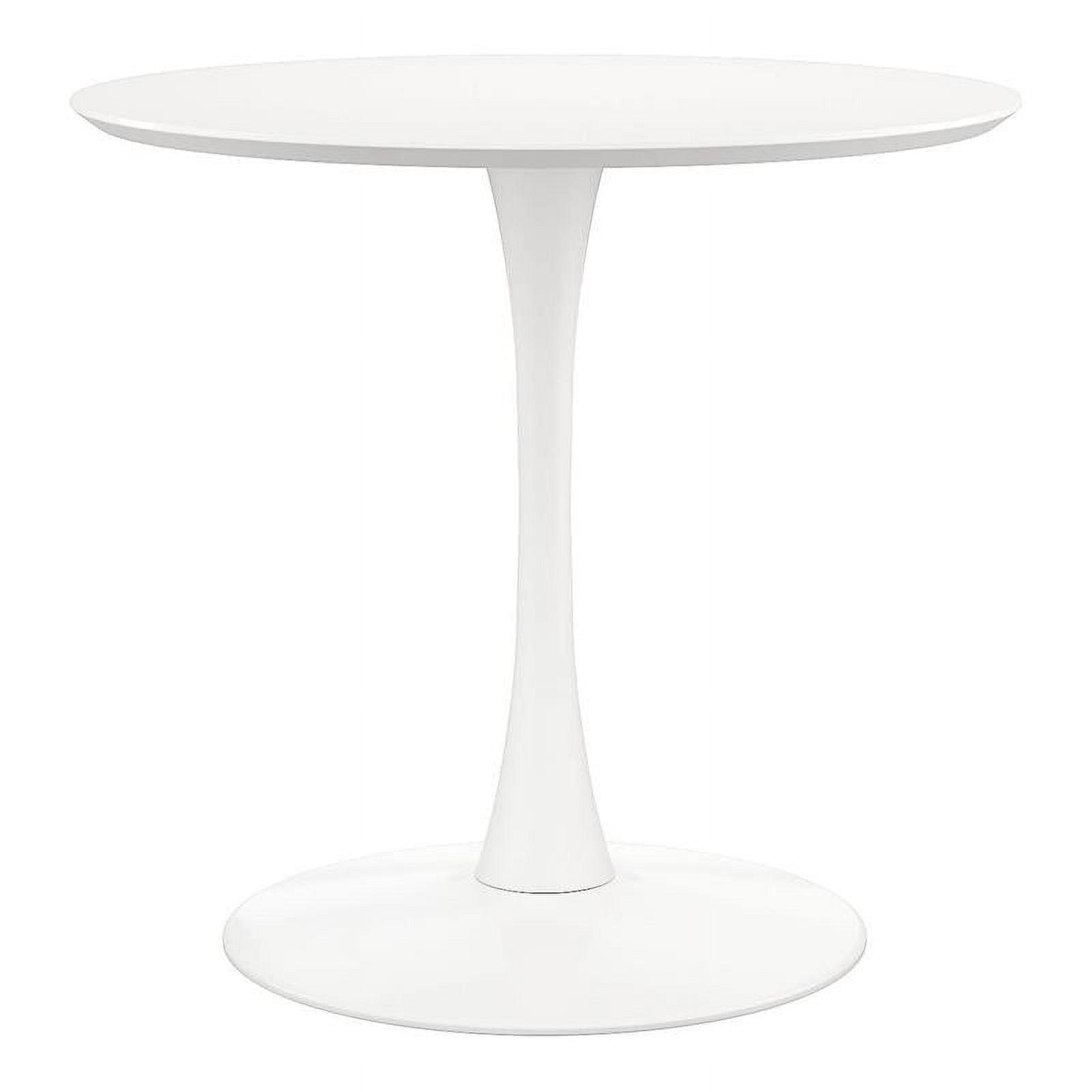 Luna Modern 36" White Lacquered MDF & Metal Dining Table