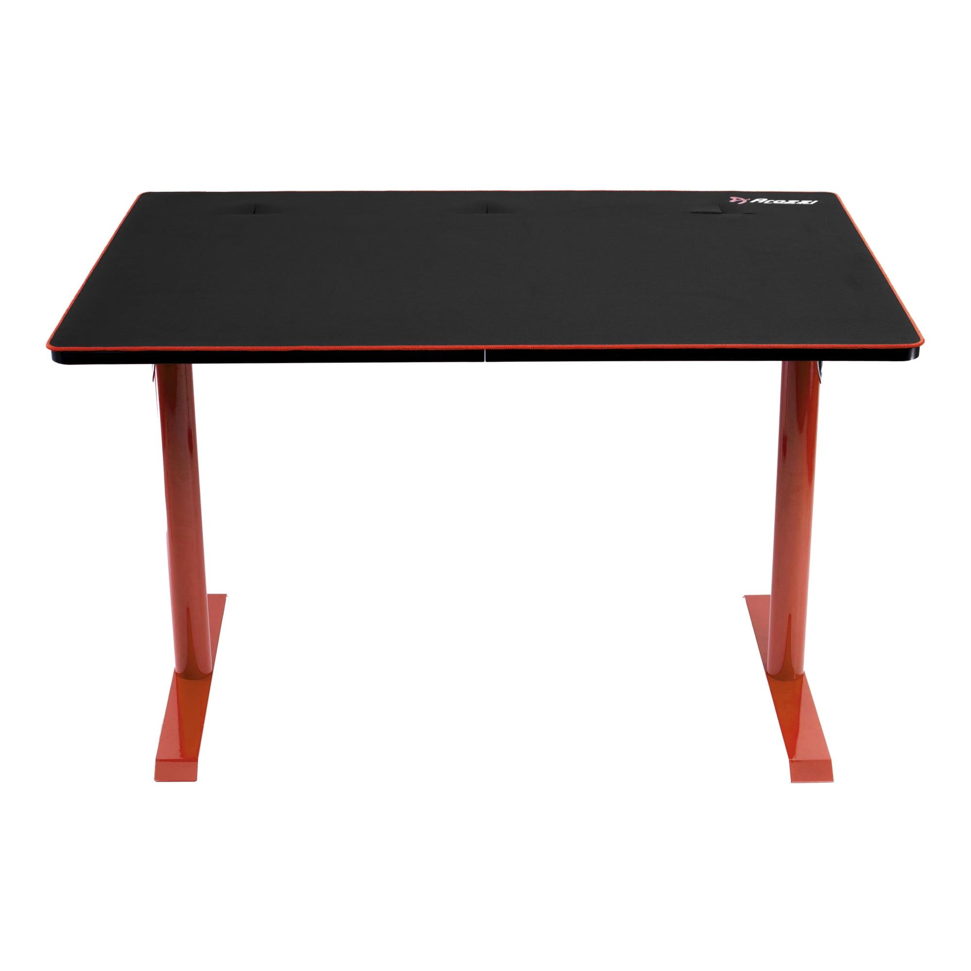 Compact Red & Black Gaming Desk with Full-Surface Mouse Pad