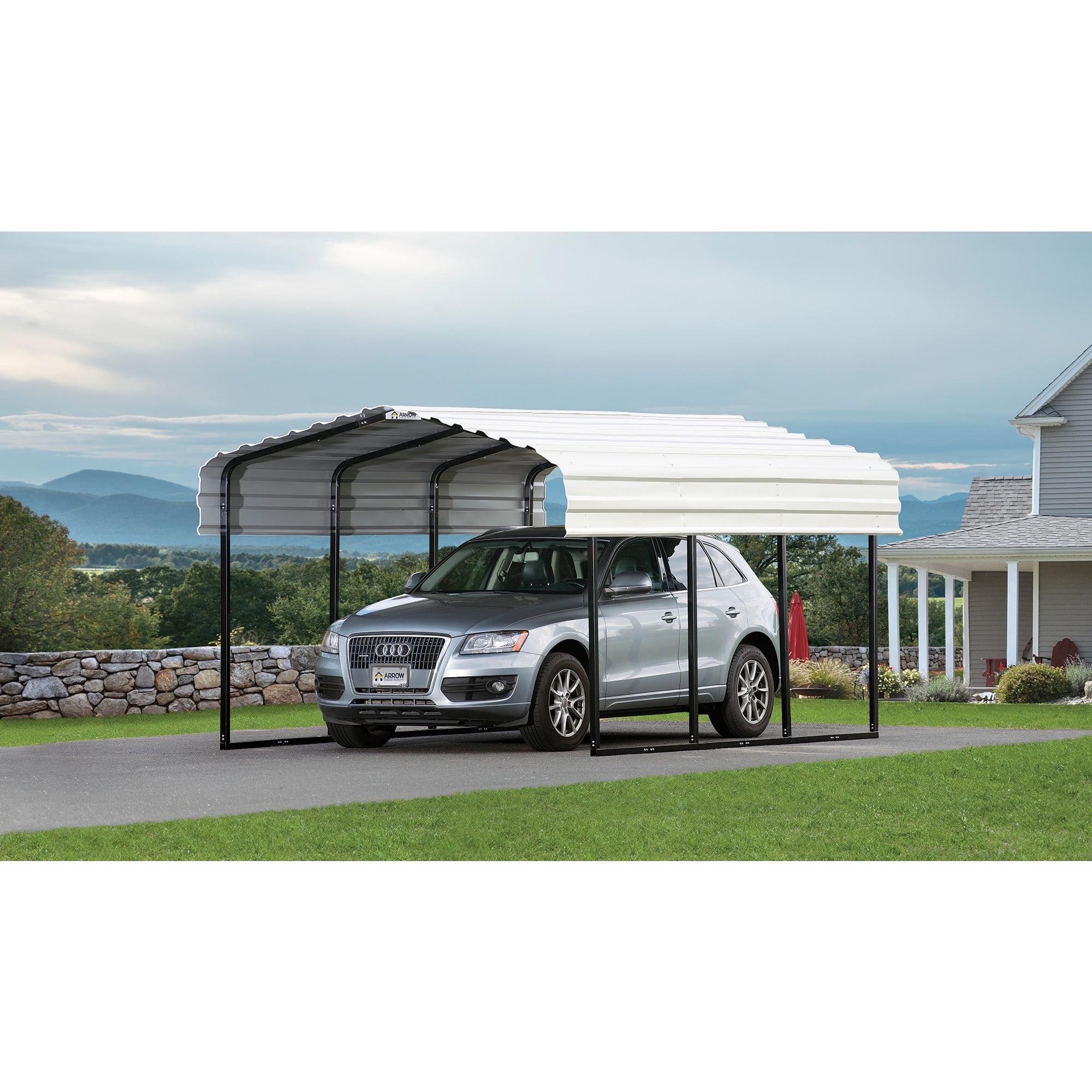 Arrow Steel Carport 10 x 15 x 7 ft. Galvanized Black/Eggshell