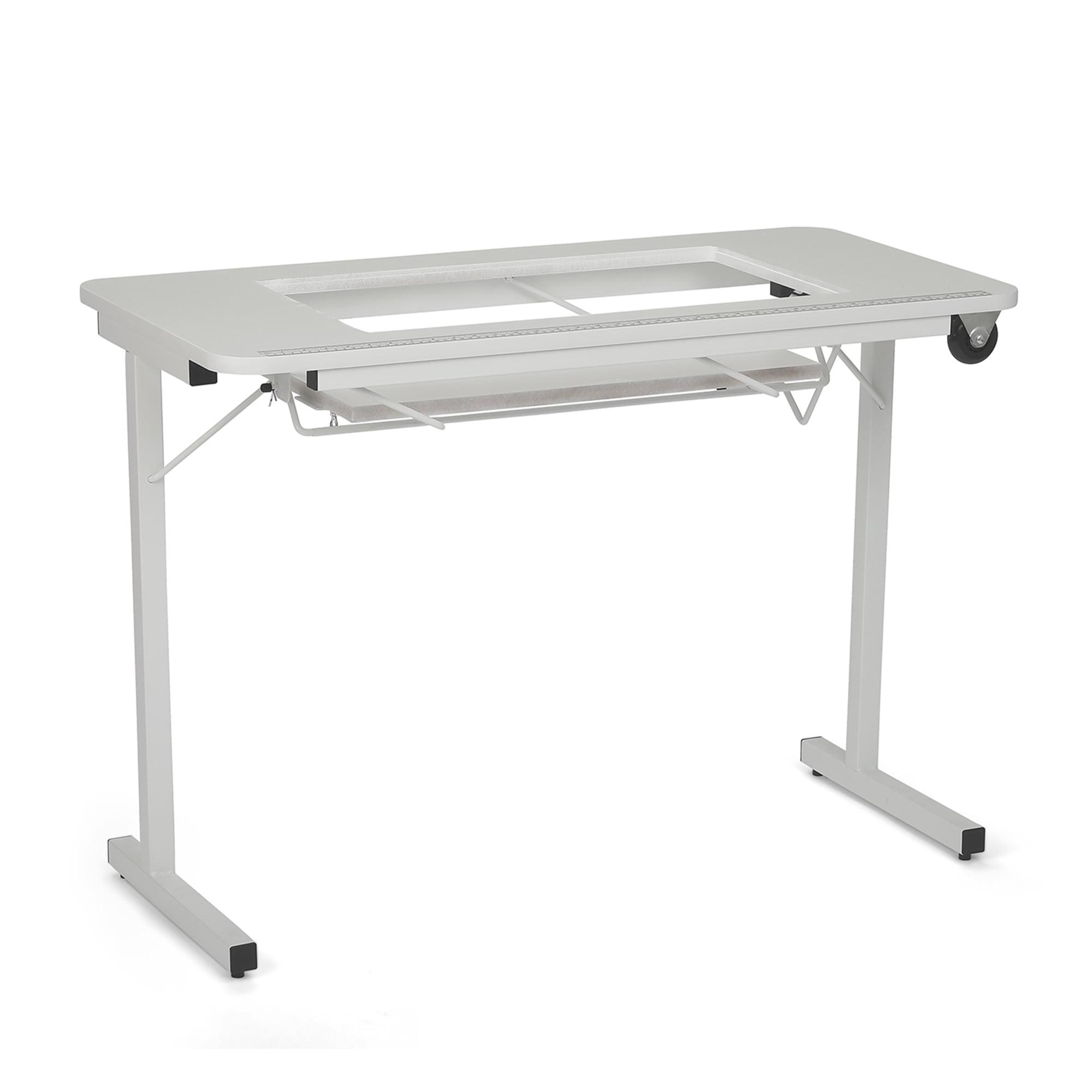 White Folding Sewing and Craft Table with Adjustable Platform