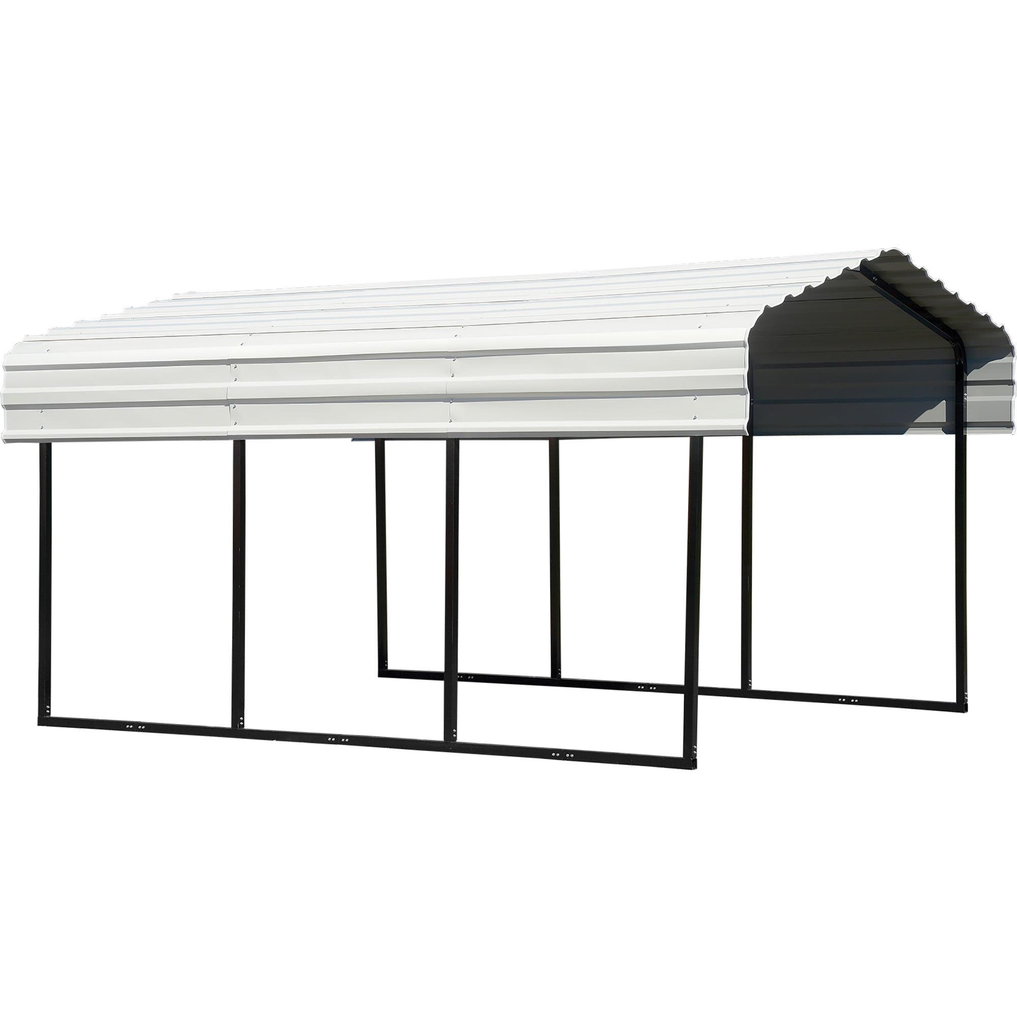 Arrow Carports Galvanized Steel Carport, Compact Car Metal Carport Kit, 10' x 15' x 7', Eggshell