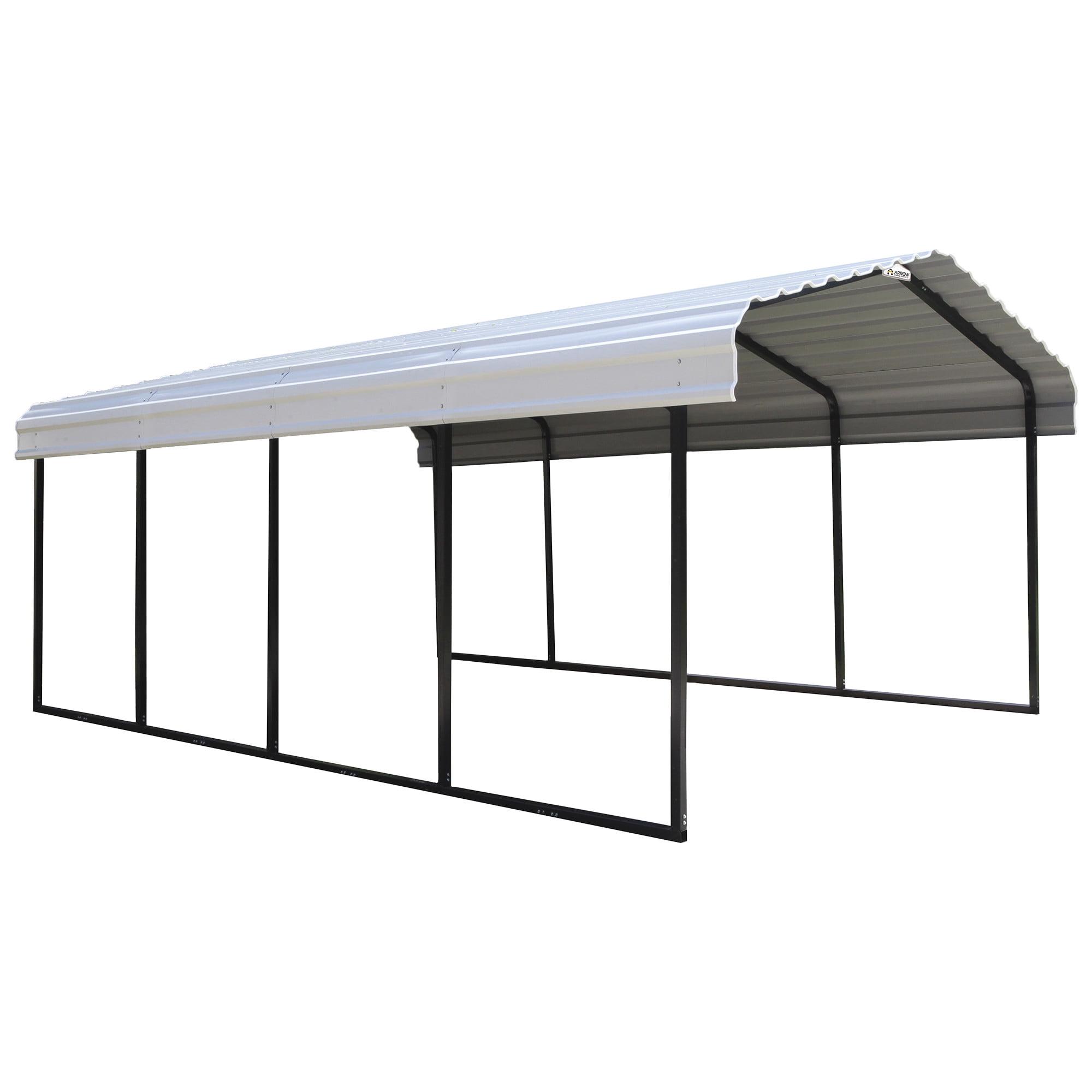 Arrow Steel Carport, 12 ft. x 20 ft. x 7 ft. Galvanized Black/Charcoal
