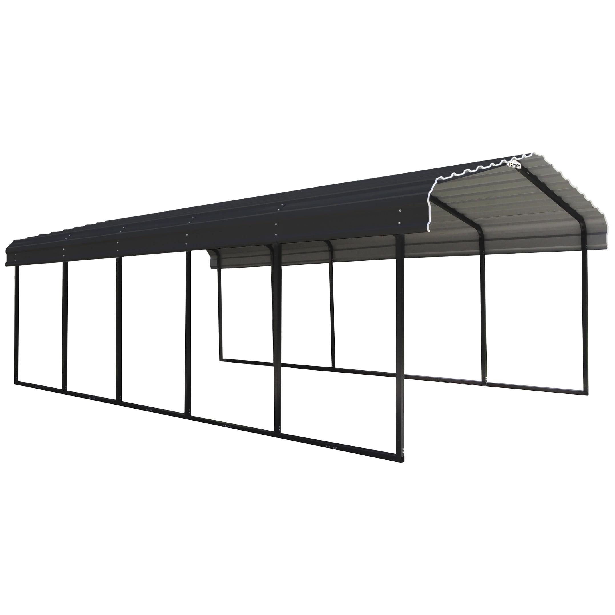 Arrow Steel Carport, Galvanized Black/Charcoal