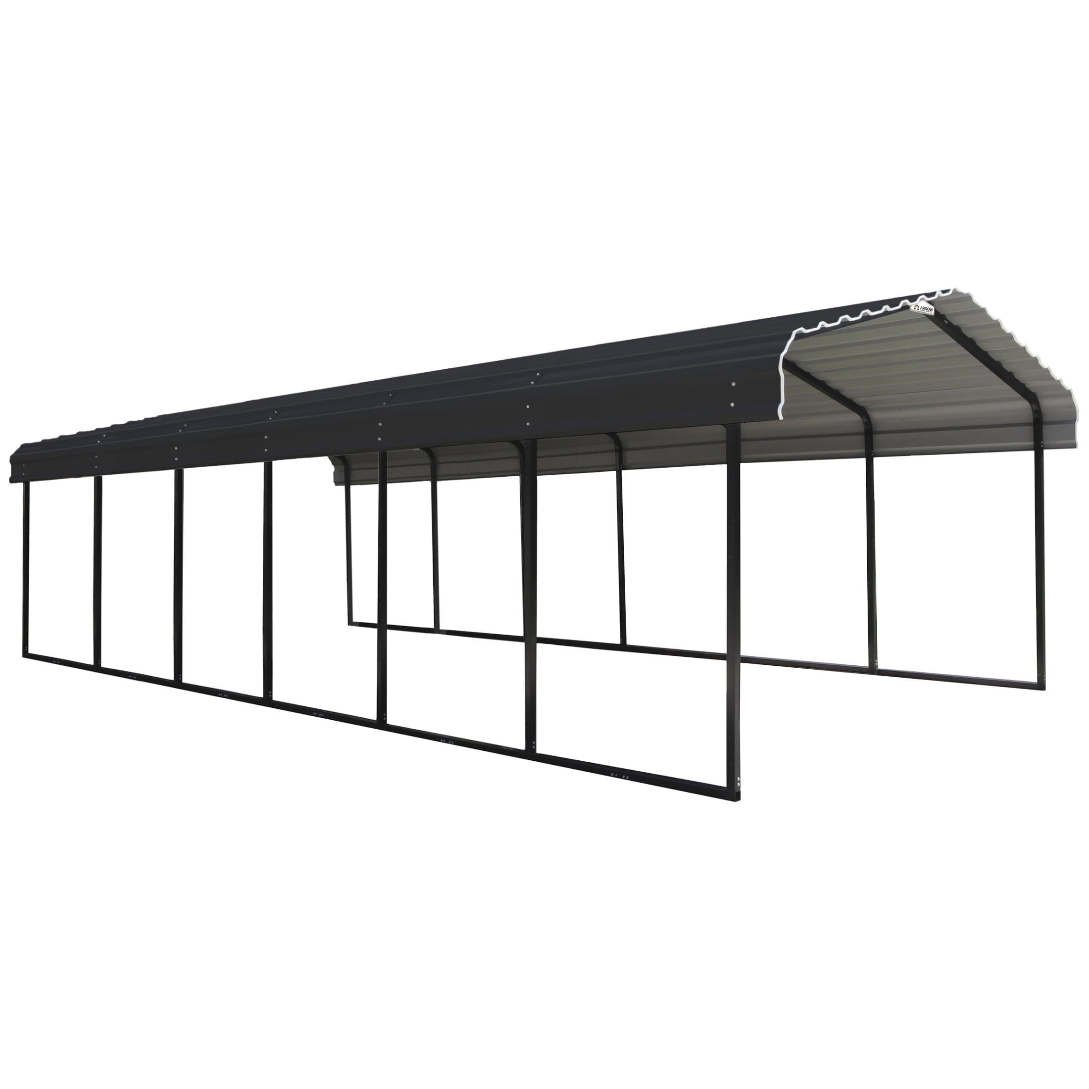 Arrow Steel Carport, Galvanized Black/Charcoal
