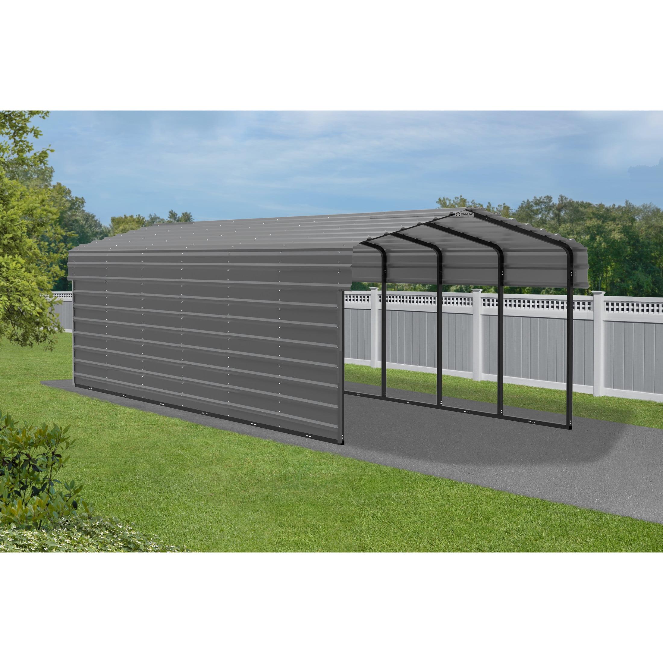 Arrow Arrow Steel Carport with 1 Side Wall Kit 10X29X7