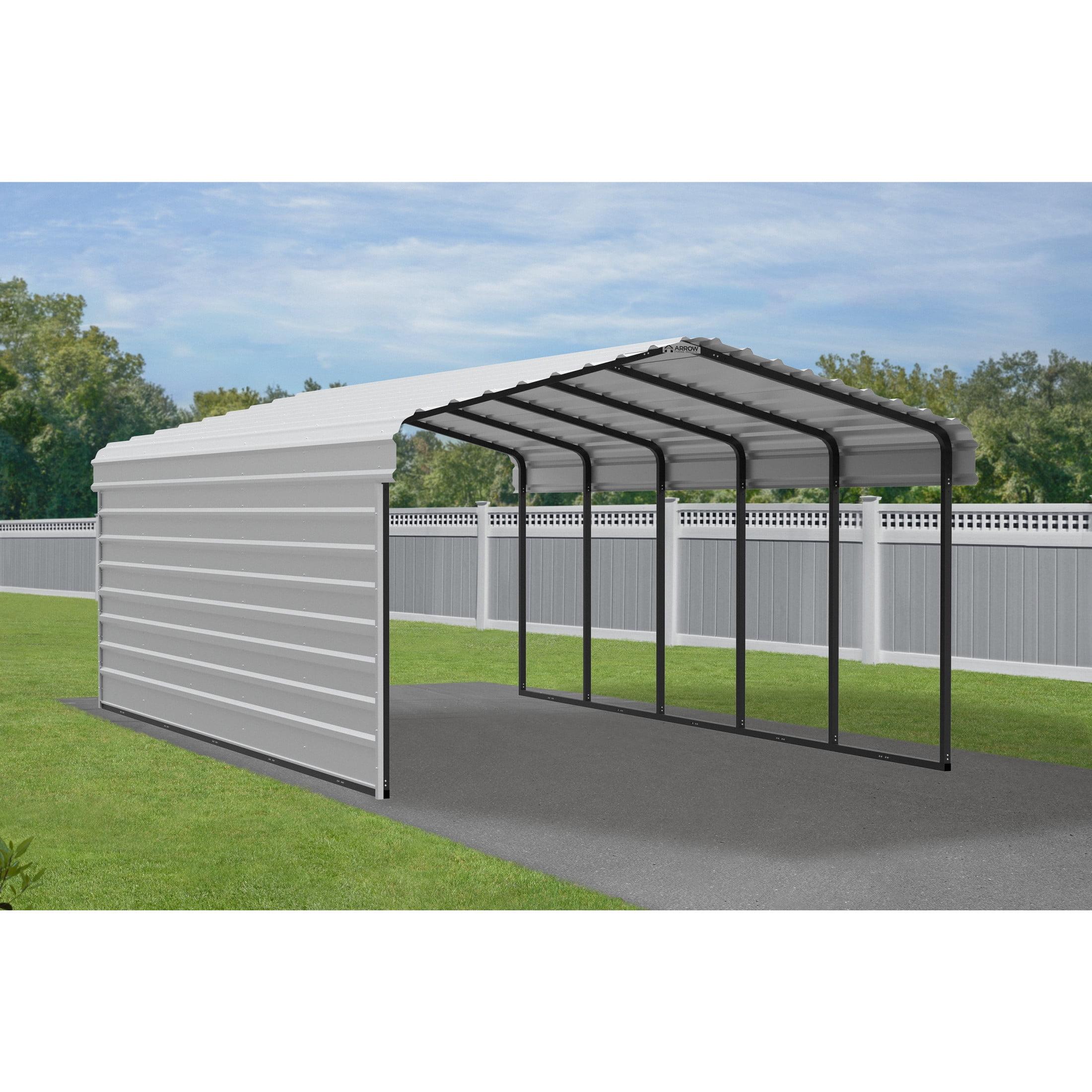 Arrow Arrow Steel Carport with 1 Side Wall Kit, 12X24X07