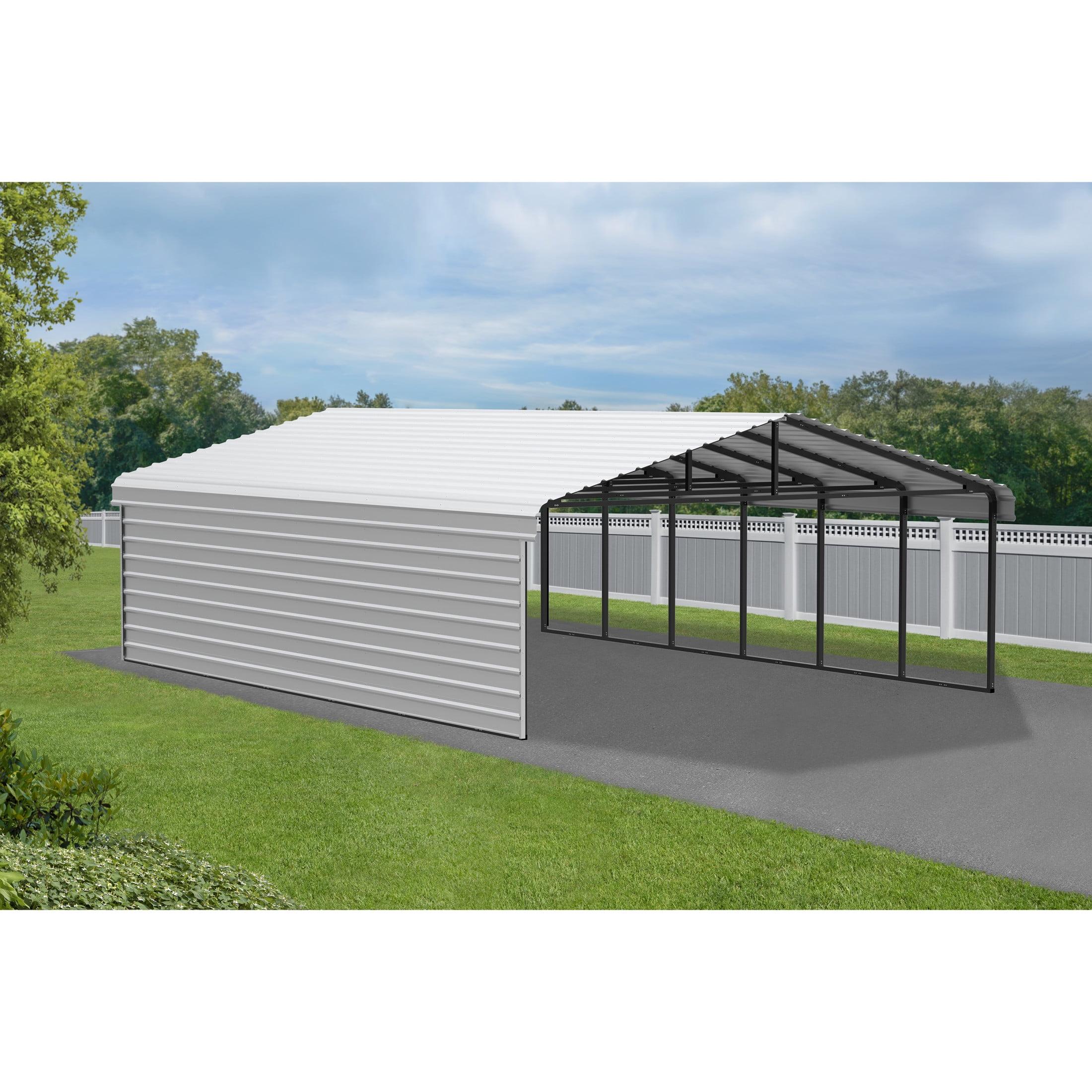 Arrow Arrow Steel Carport with 1 Side Wall Kit, 20x29x07