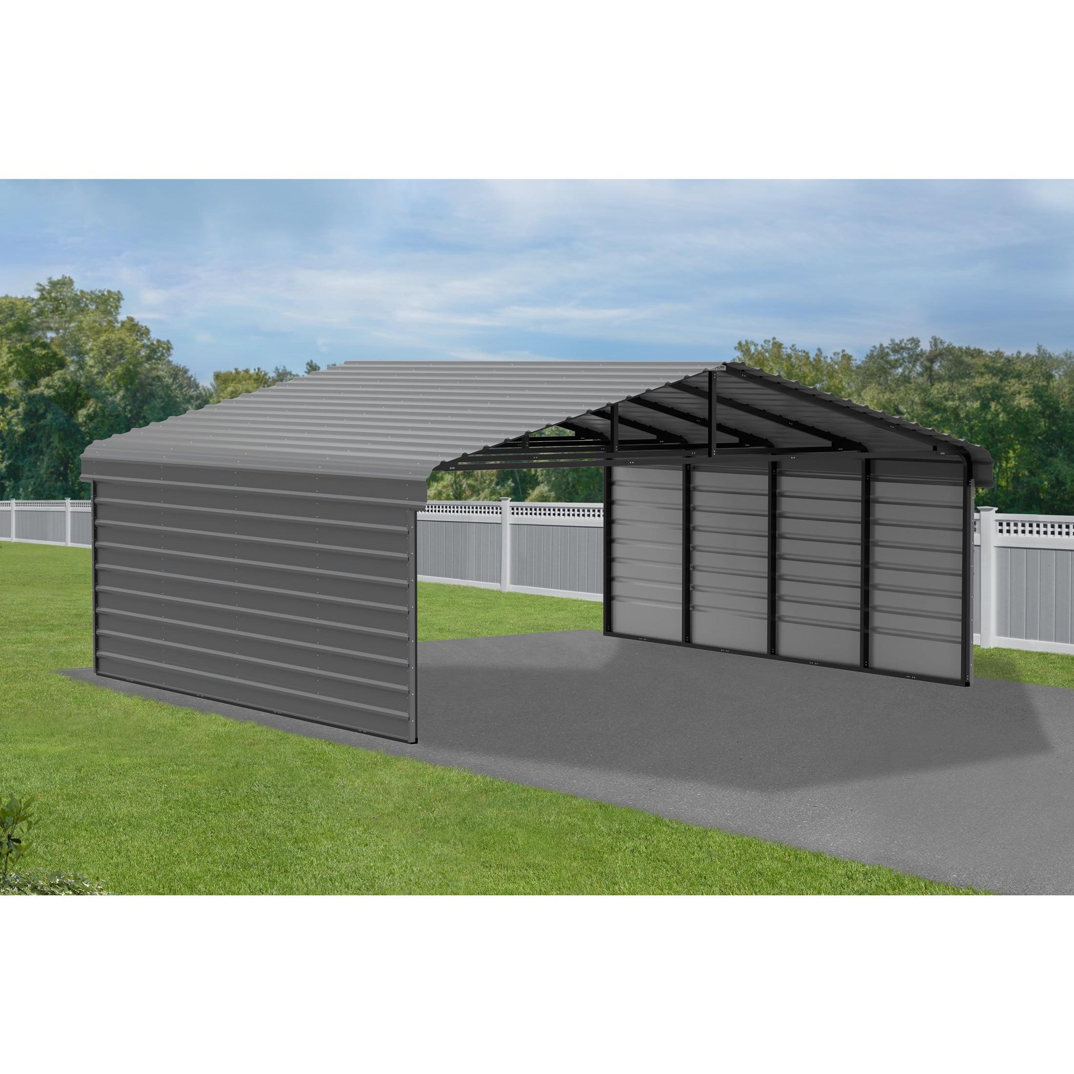Arrow Arrow Steel Carport with 2 Side Wall Kits, 20x20x07