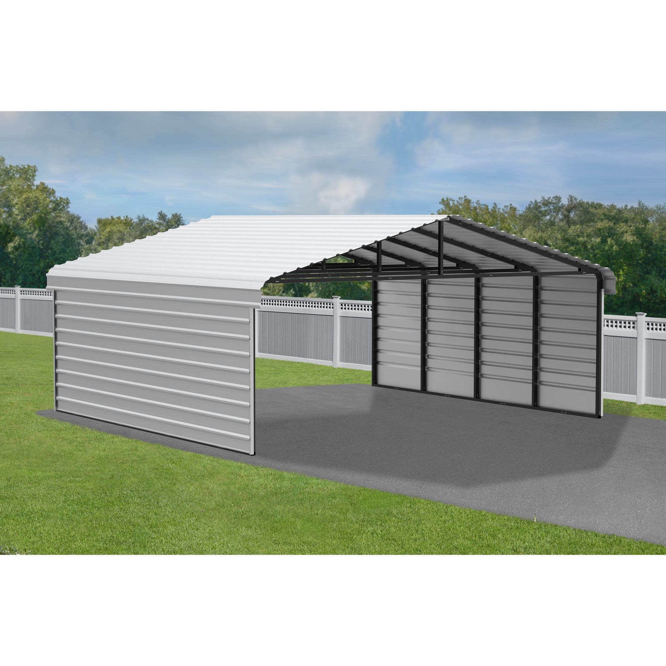 Arrow Arrow Steel Carport with 2 Side Wall Kits, 20x20x09