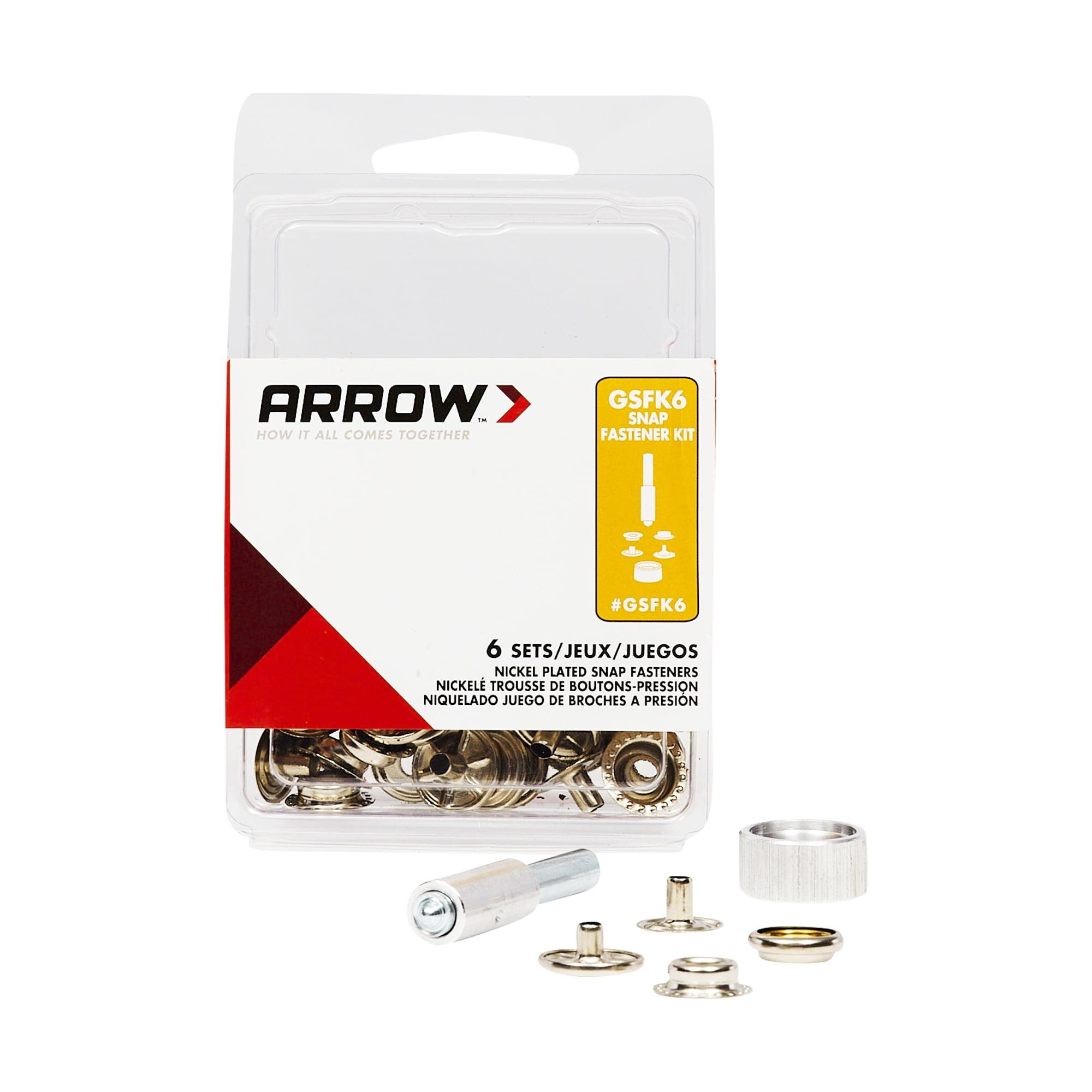 Arrow GSFK6 3/8" & 1/2", Screw Snap Fastener Kit, Brass Construction, 6-Pack