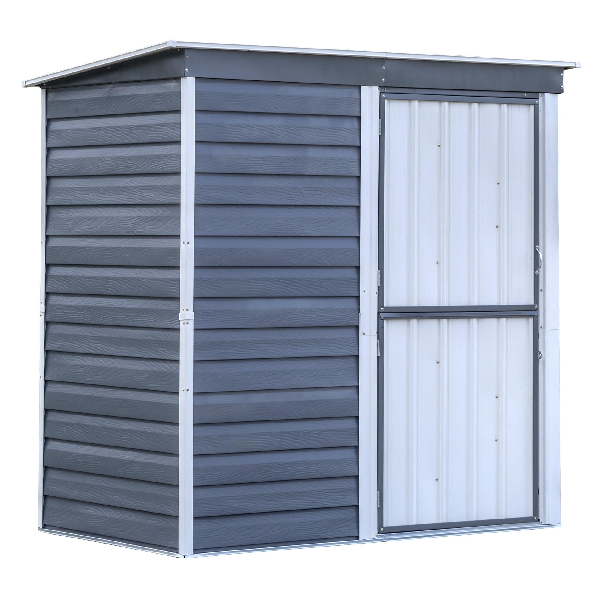 Charcoal and Cream Galvanized Steel 6 x 4 ft Outdoor Storage Shed