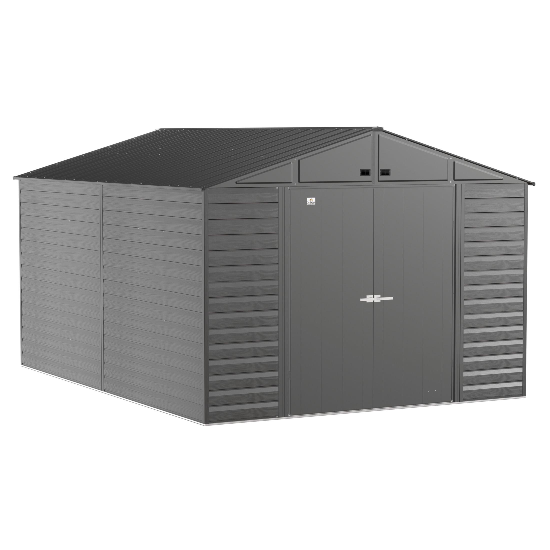 Arrow Select Charcoal Steel 10x14 Storage Shed with Swing Doors