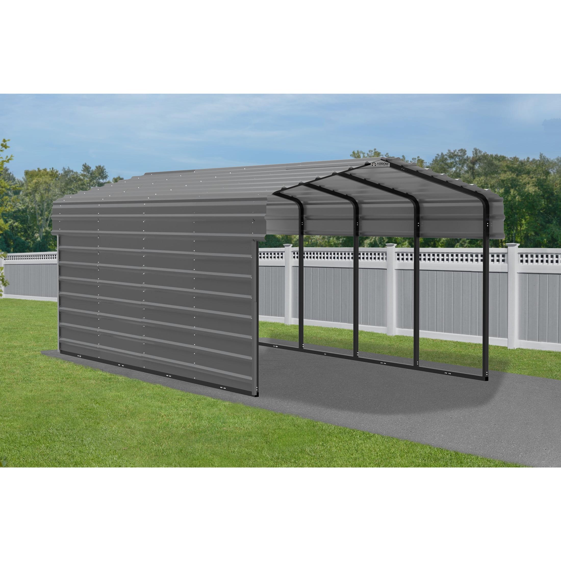 Arrow Arrow Steel Carport with 1 Side Wall Kit, 10X20X07