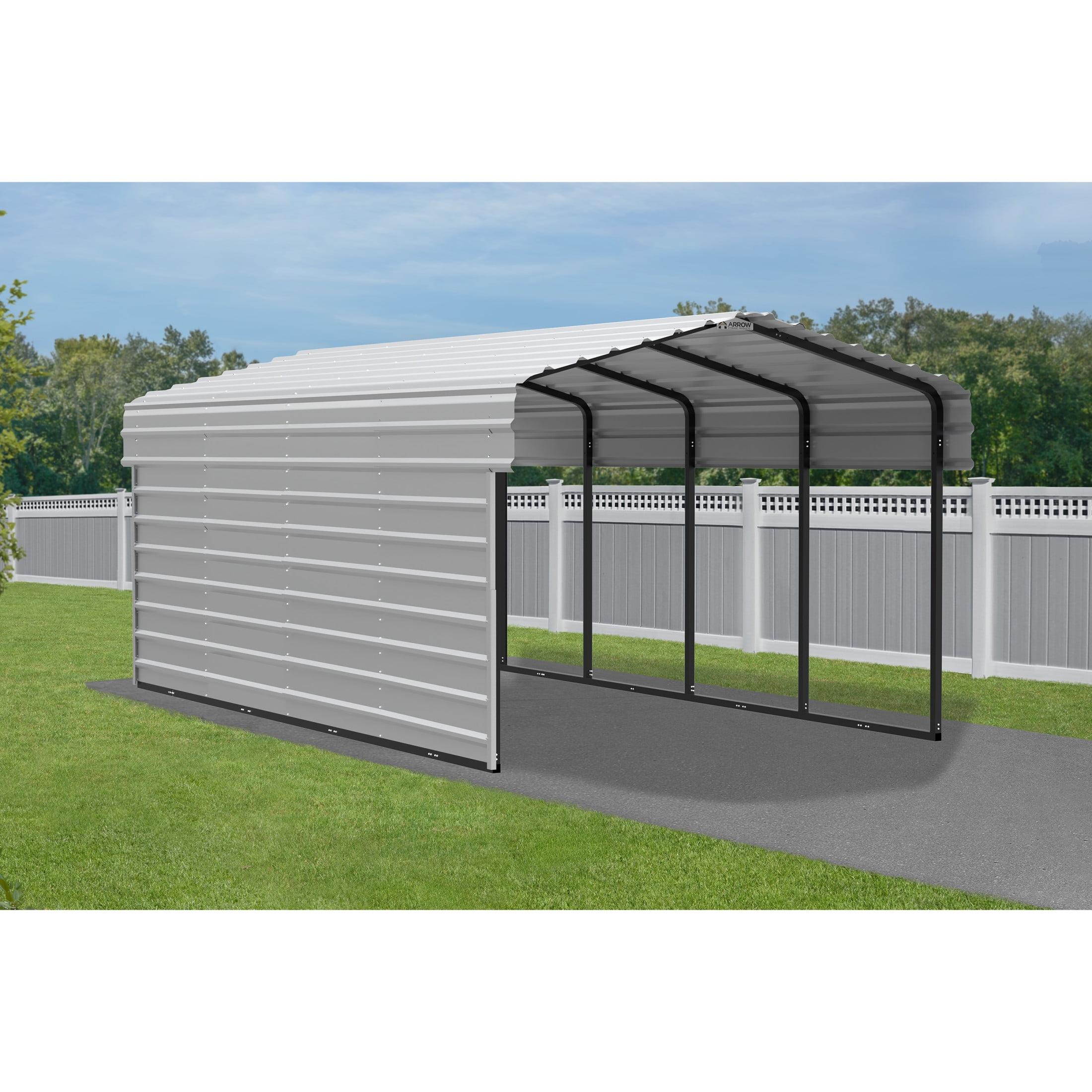Arrow Arrow Steel Carport with 1 Side Wall Kit, 10X20X07