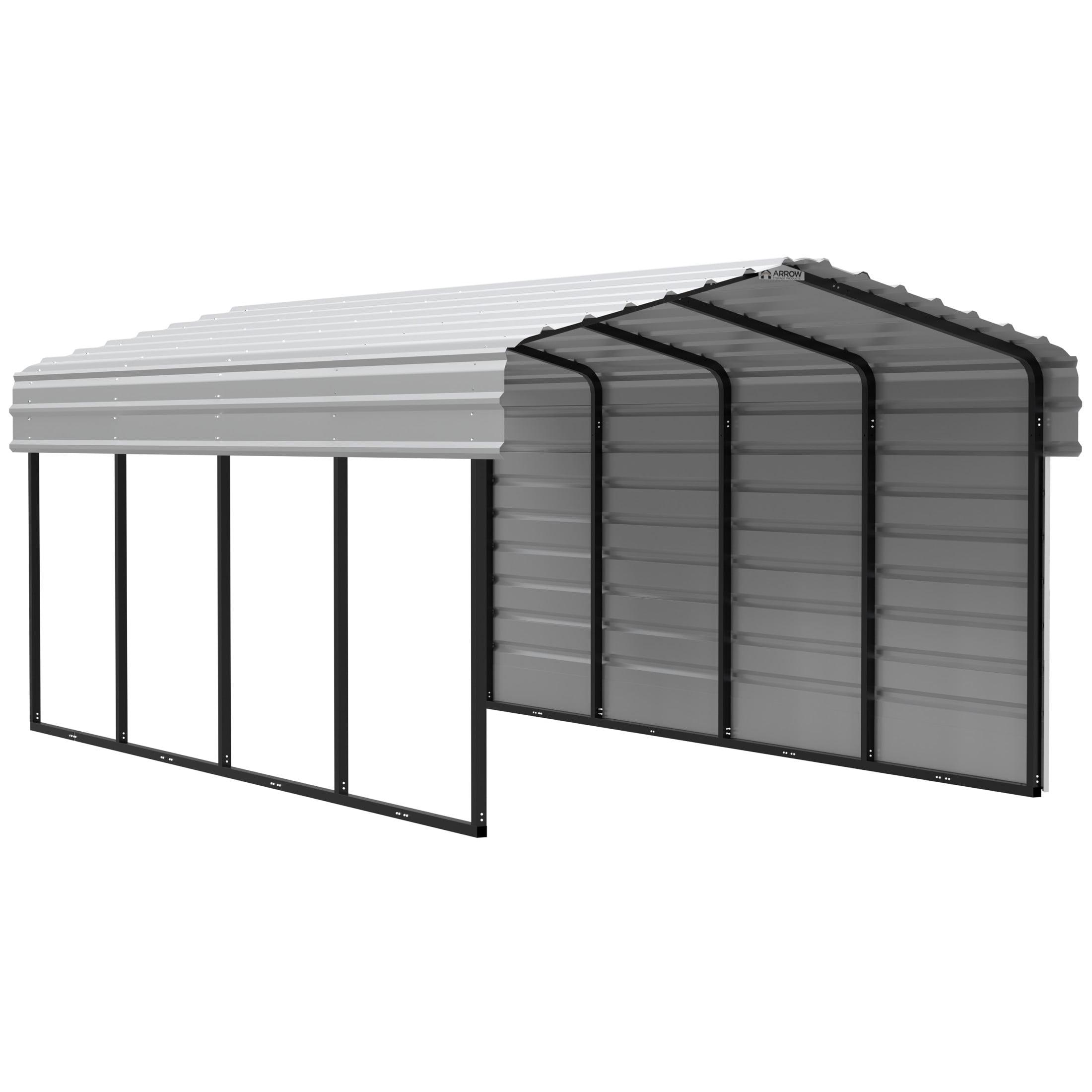 Arrow Arrow Steel Carport with 1 Side Wall Kit, 10X20X07