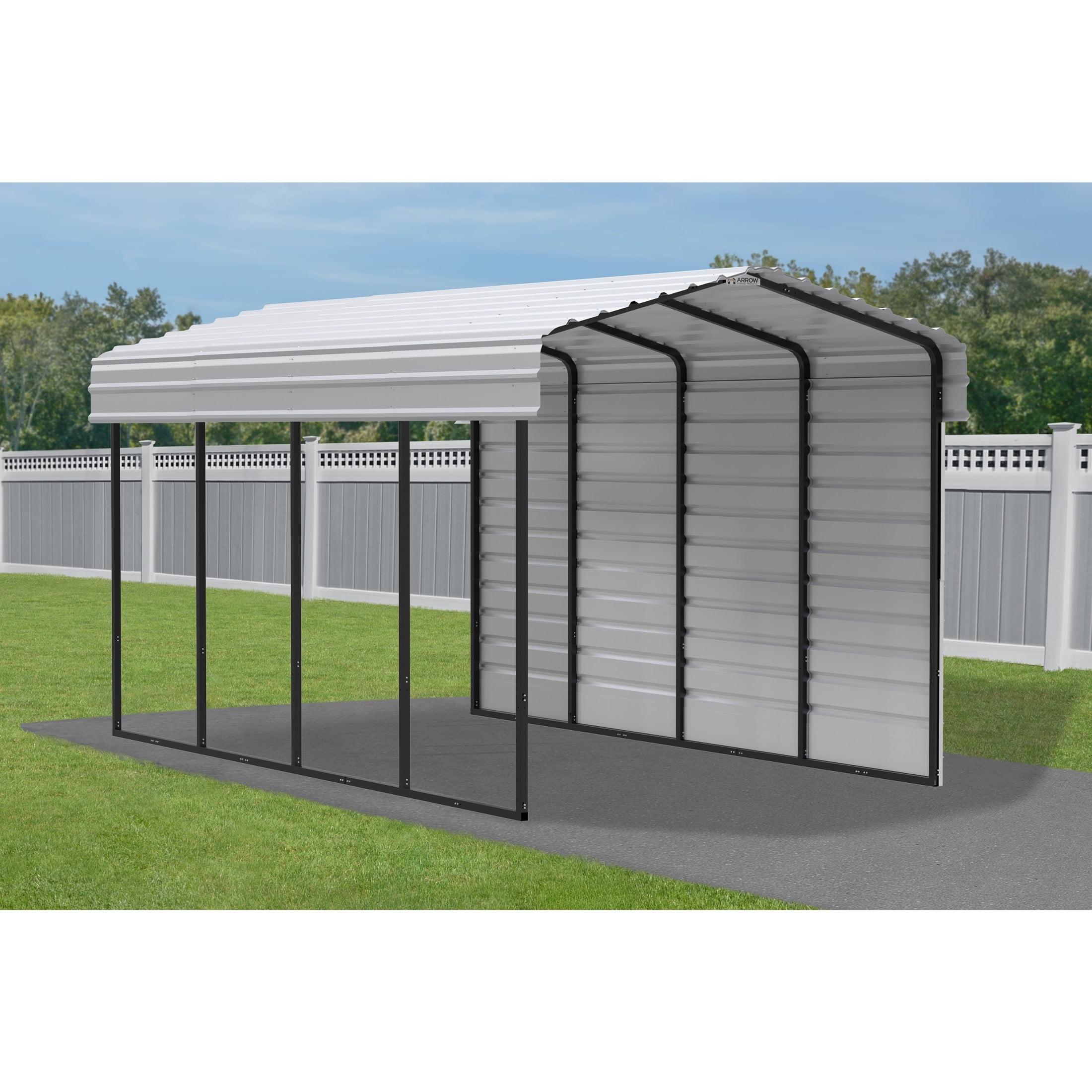 Arrow Arrow Steel Carport with 1 Side Wall Kit, 10x20x09