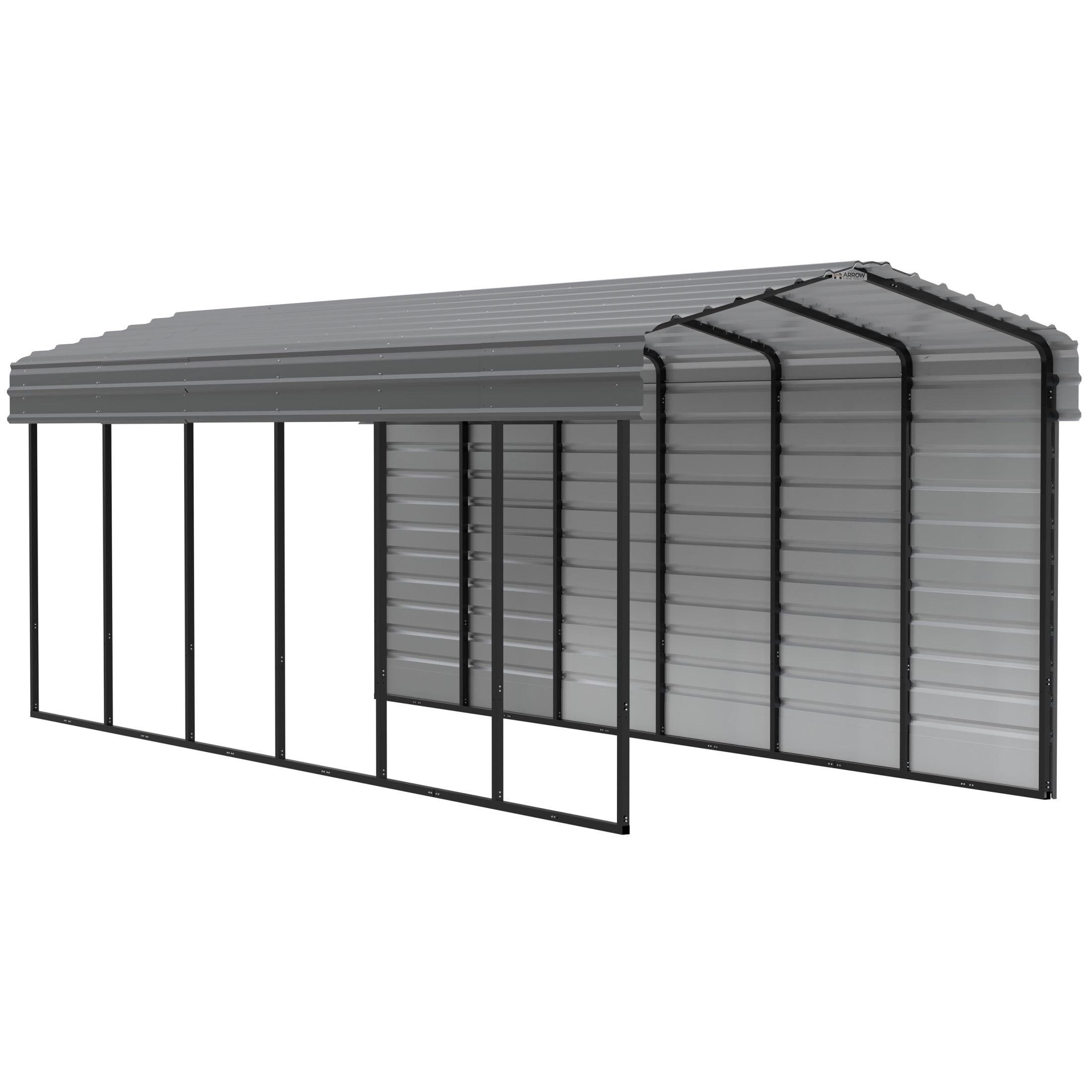Arrow Arrow Steel Carport with 1 Side Wall Kit, 10x29x09