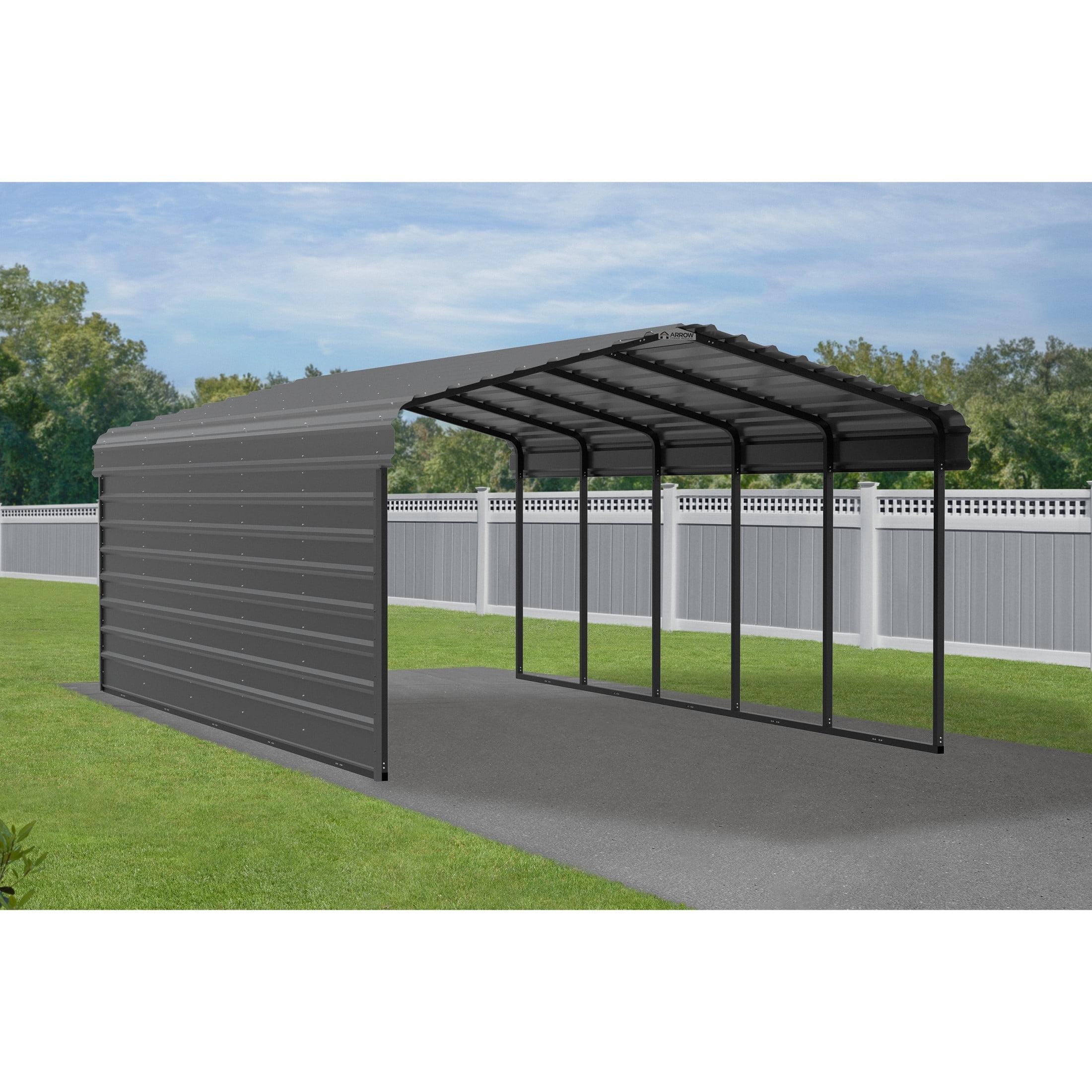 Arrow Arrow Steel Carport with 1 Side Wall Kit, 12X24X07