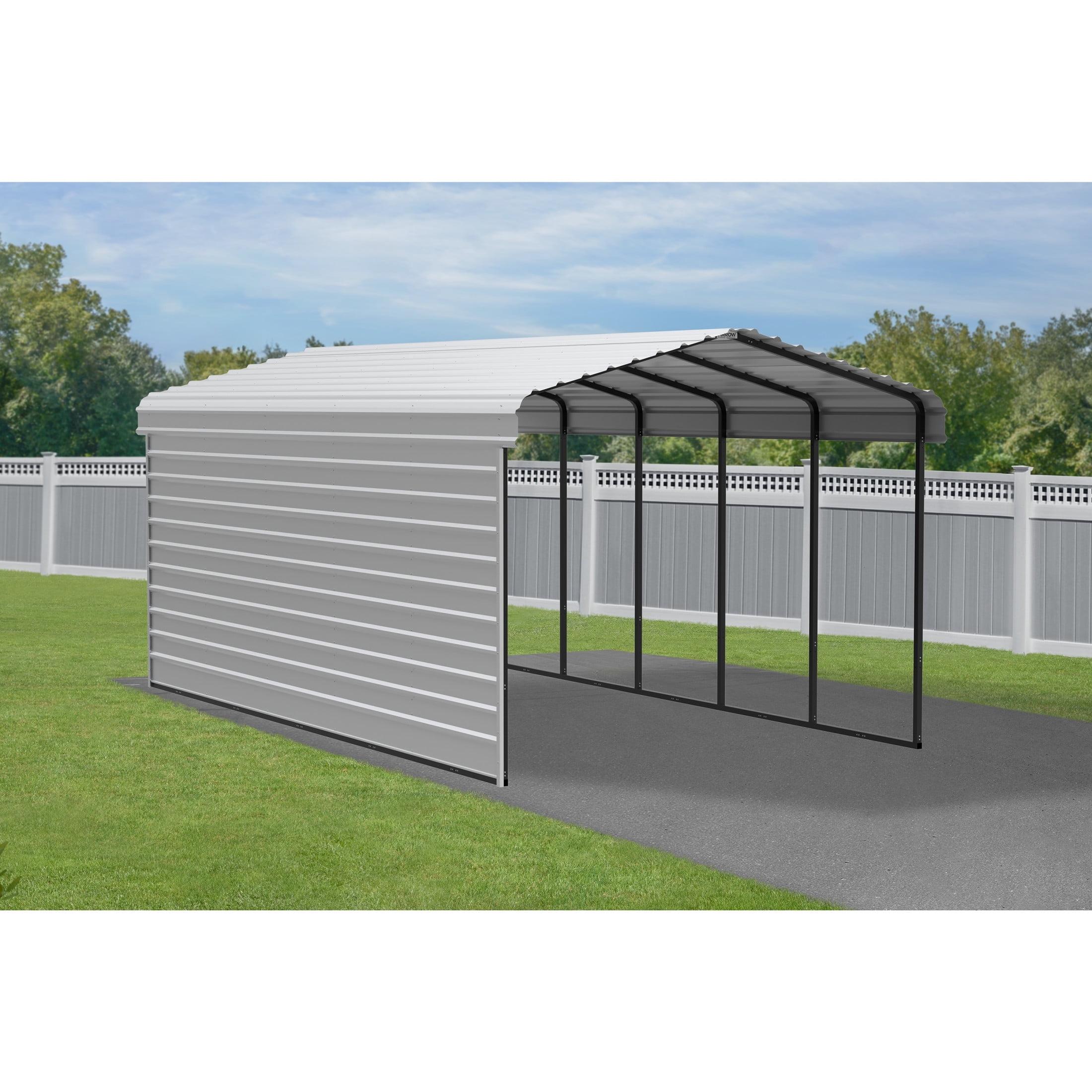 Arrow Arrow Steel Carport with 1 Side Wall Kit, 12x24x09