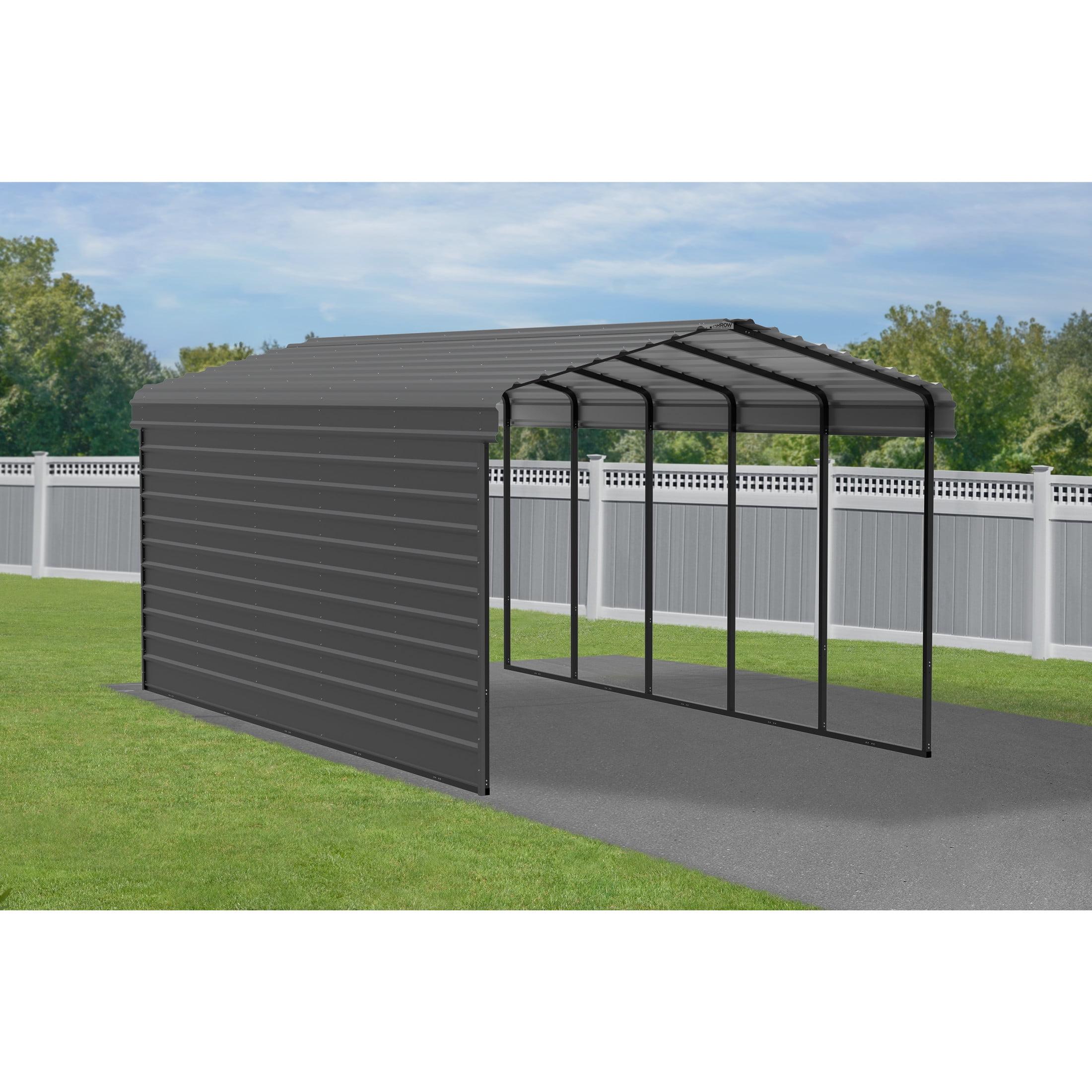 Arrow 24 x 12 ft Eggshell Carport with 1-sided Enclosure