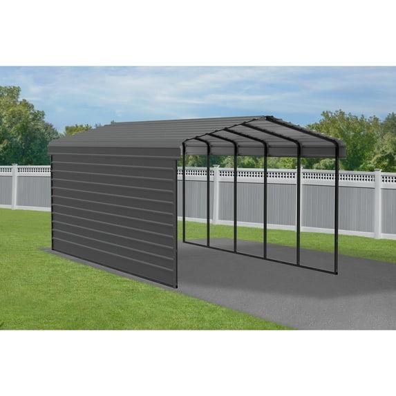 Arrow 24 x 12 ft Eggshell Carport with 1-sided Enclosure