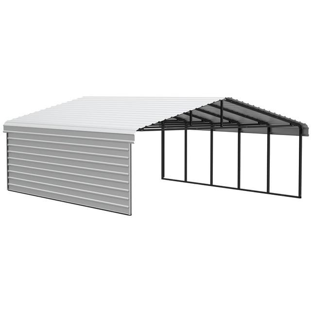 Arrow Arrow Steel Carport with 1 Side Wall Kit, 20x24x07
