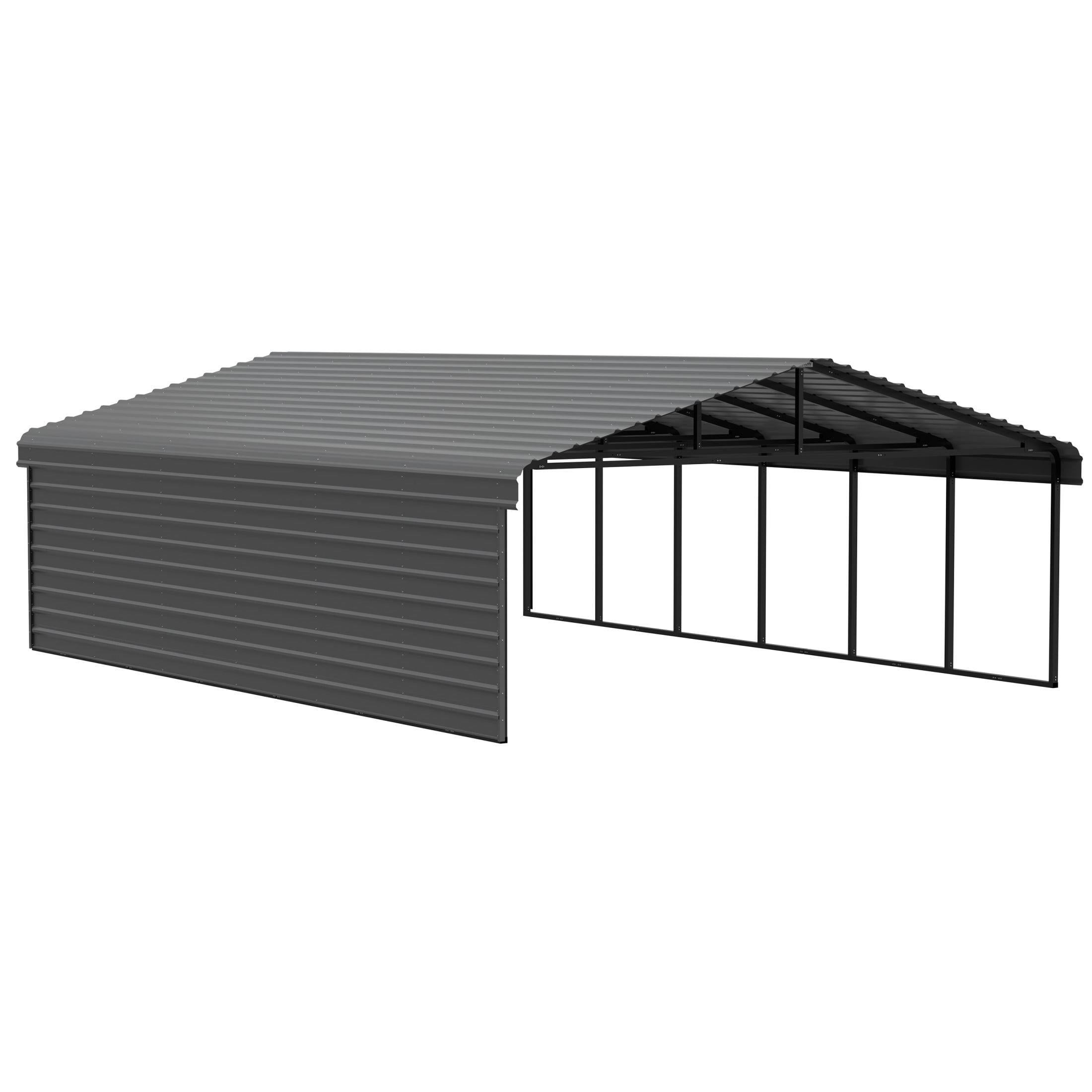 Arrow 29 x 20 ft Eggshell Carport with 1-sided Enclosure