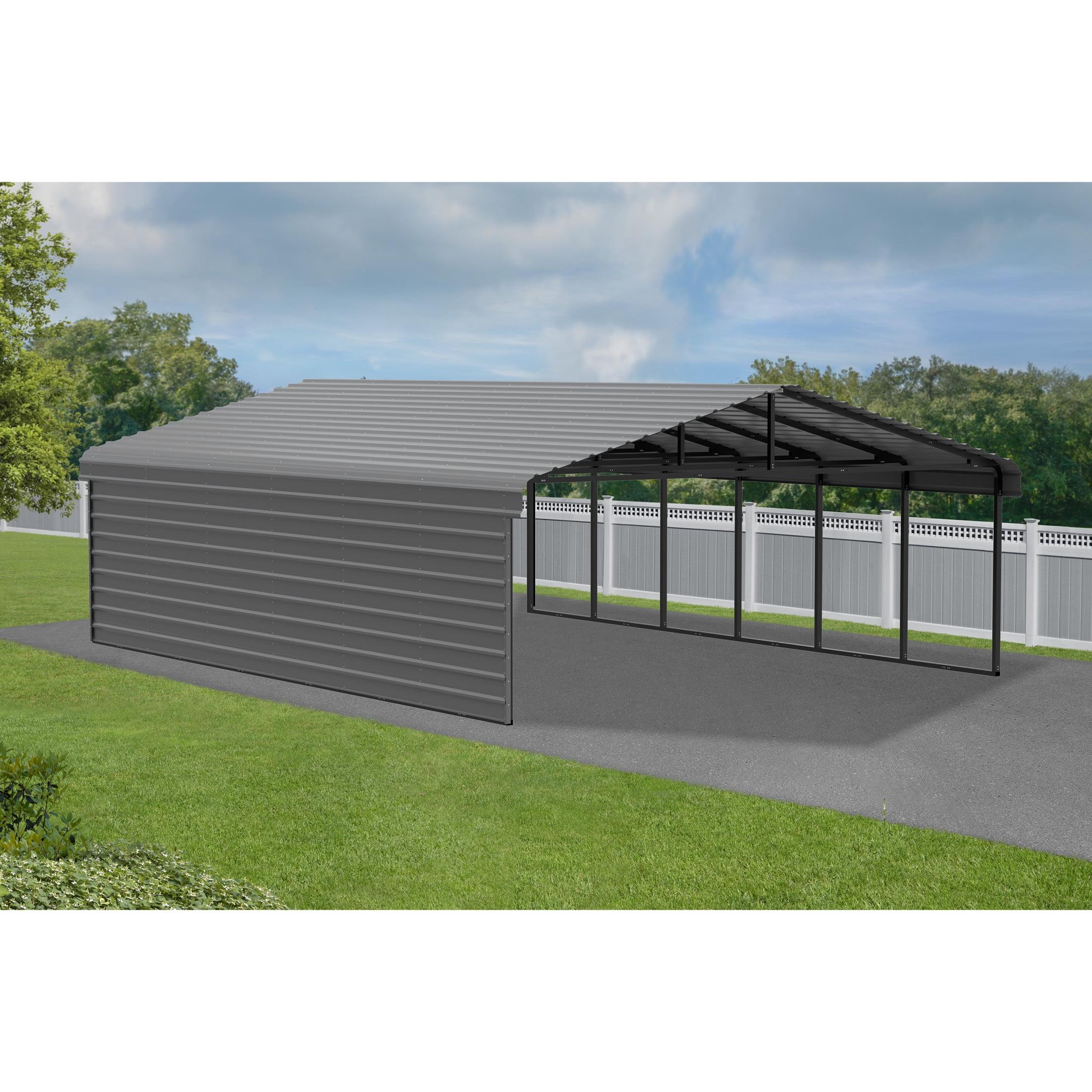 Arrow 29 x 20 ft Eggshell Carport with 1-sided Enclosure