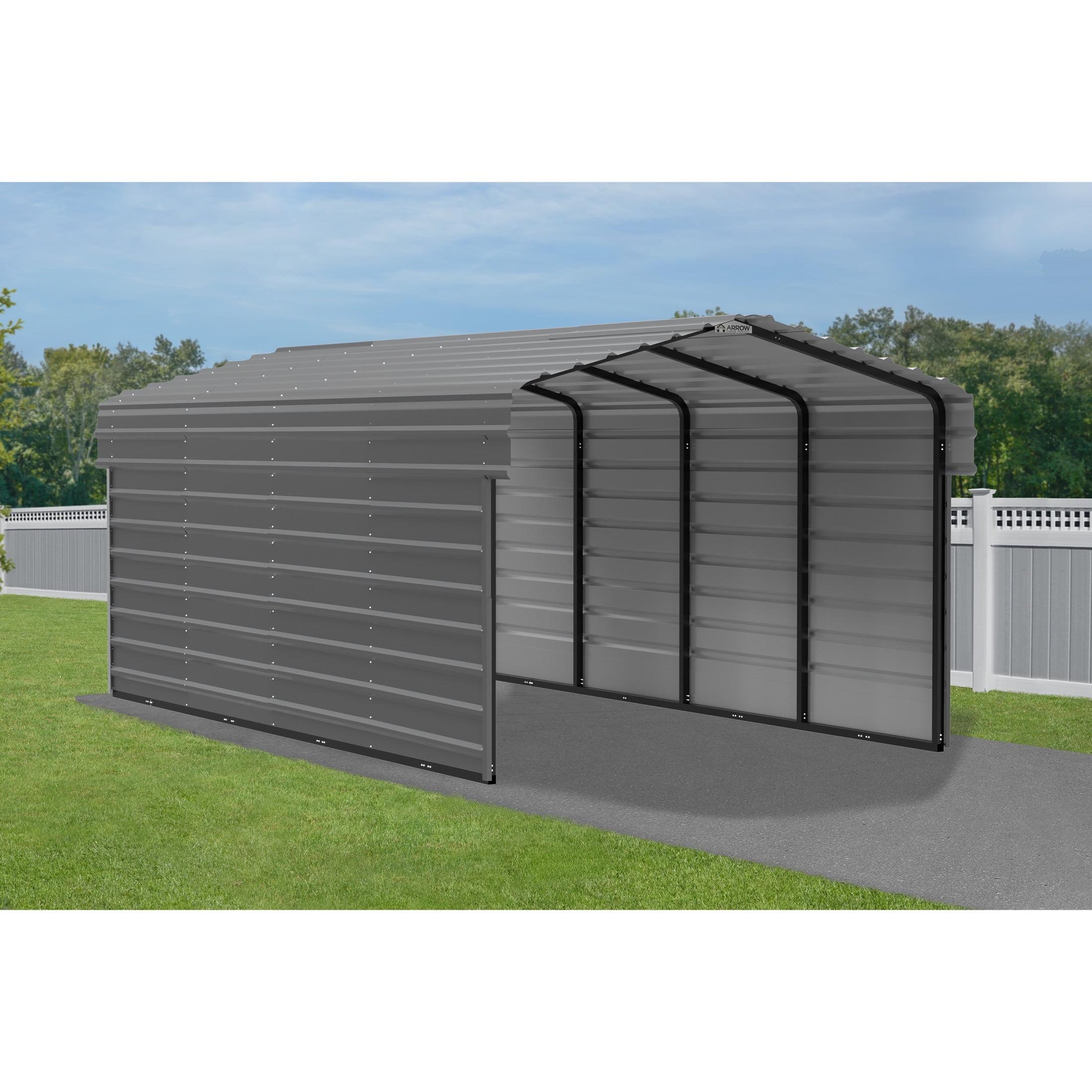 Arrow 10 ft Eggshell Carport with 2-sided Enclosure
