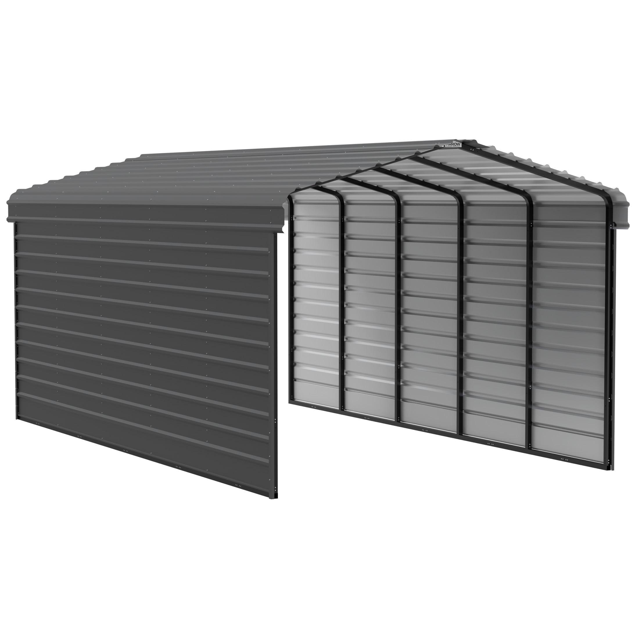Arrow Arrow Steel Carport with 2 Side Wall Kits, 12x24x09