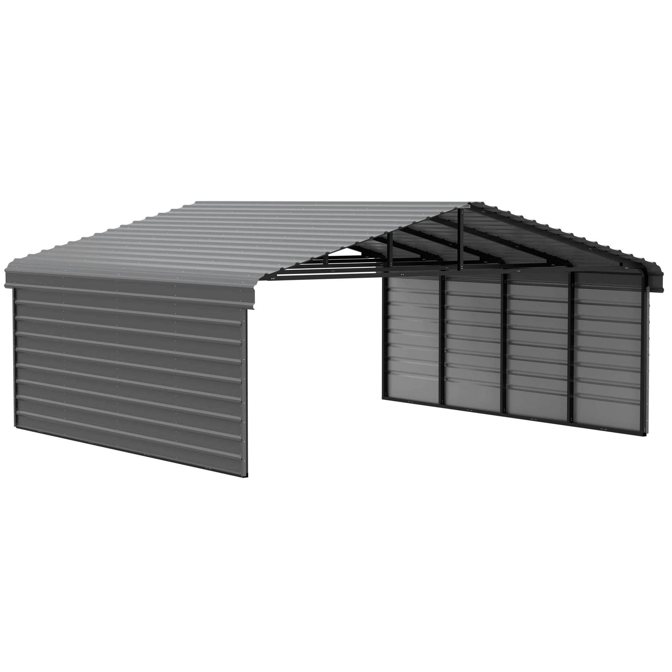 Arrow Arrow Steel Carport with 2 Side Wall Kits, 20x20x07
