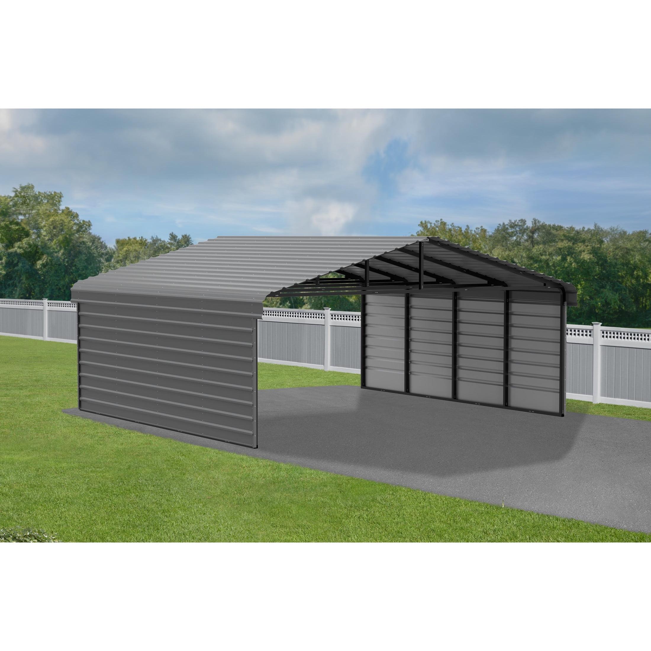 Arrow Eggshell Carport with 2-sided Enclosure