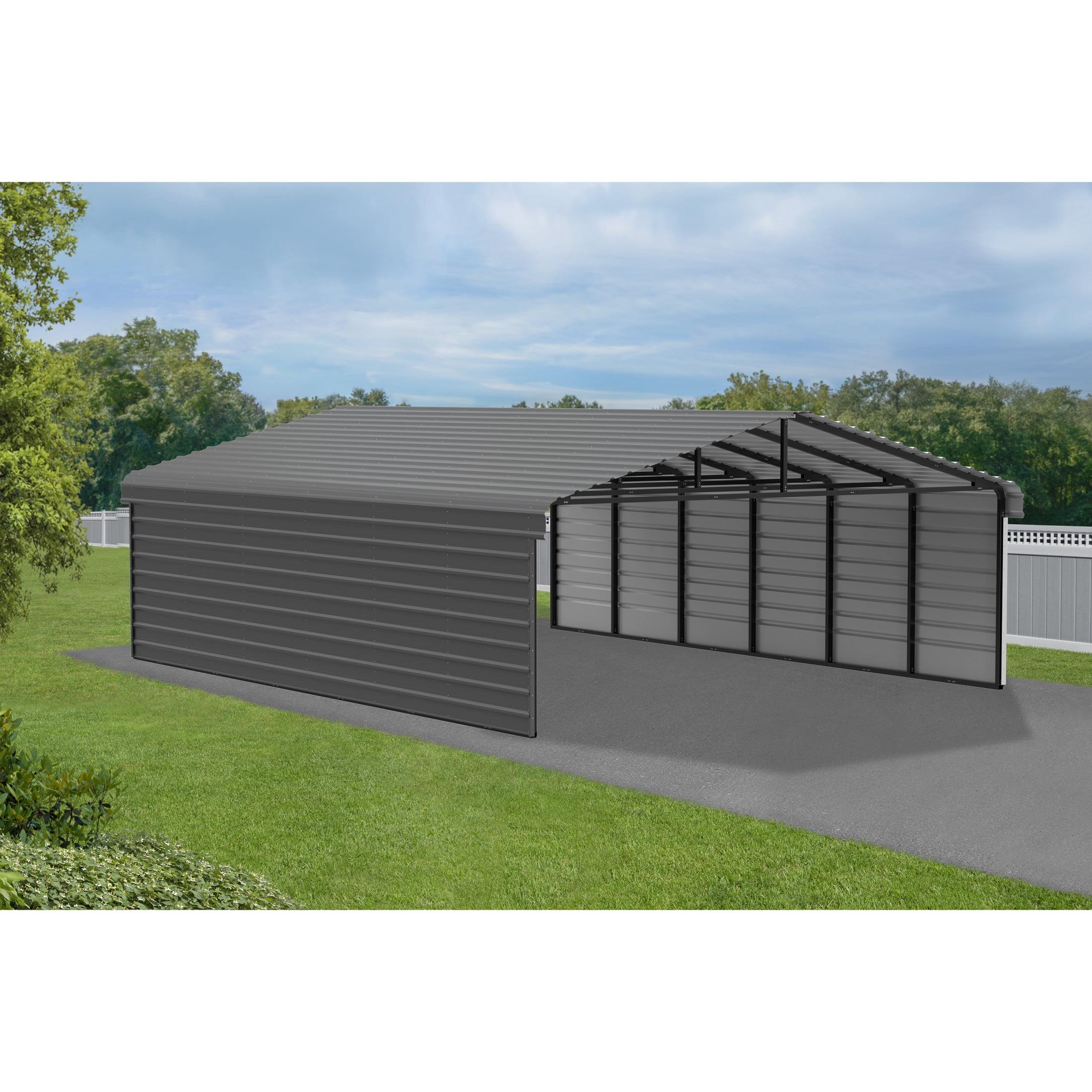 Arrow Charcoal Carport with 2-sided Enclosure