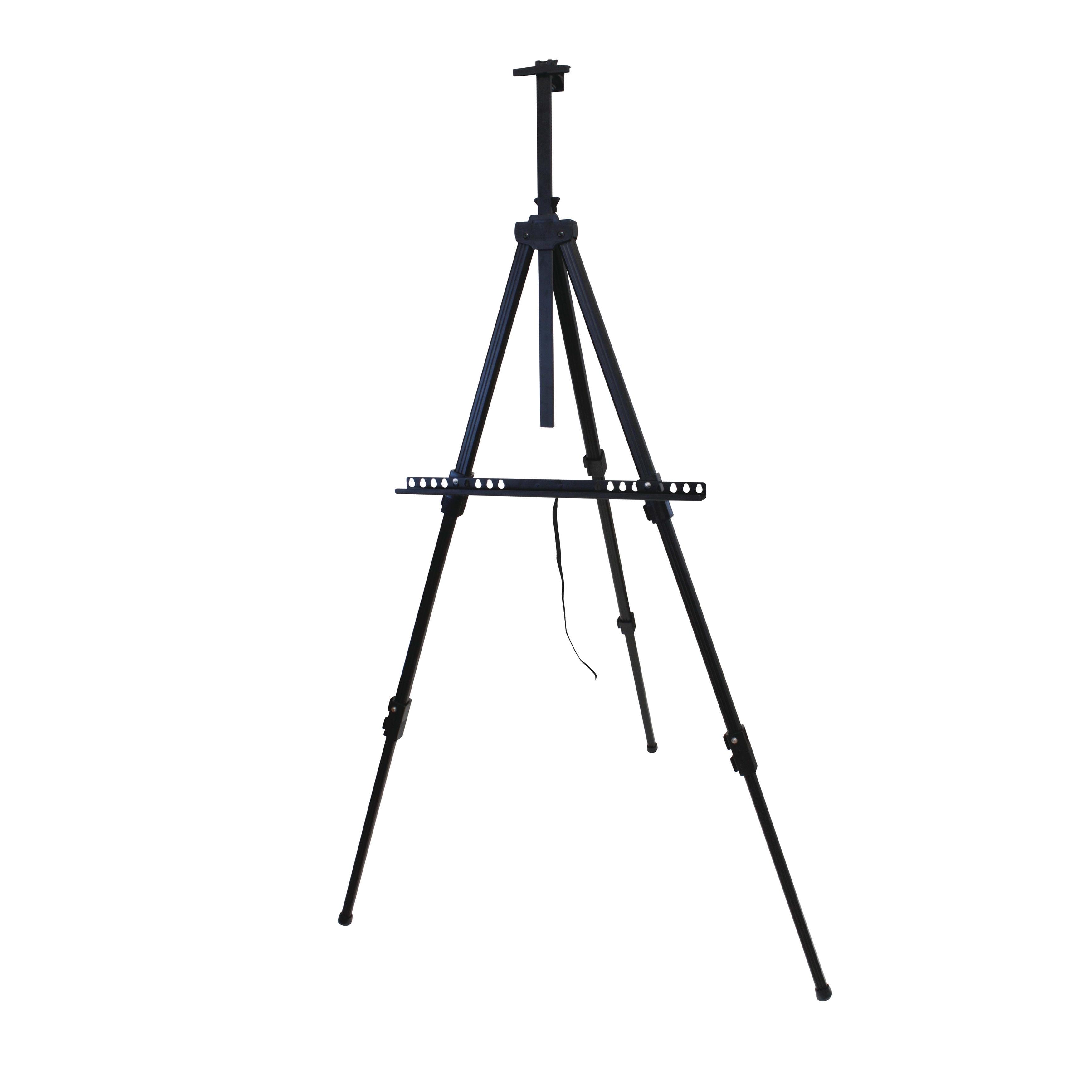 Black Adjustable Aluminum Tripod Easel for Artists