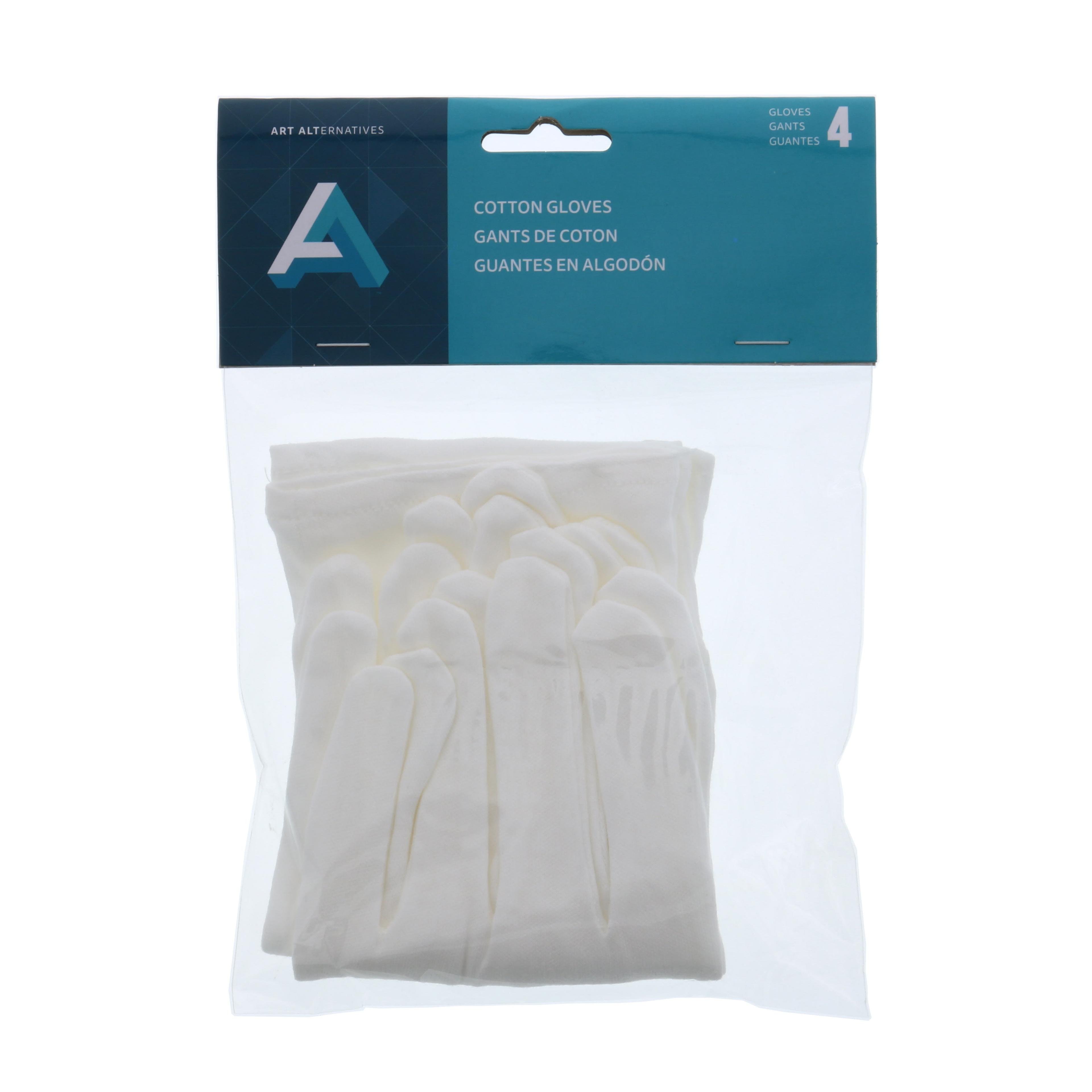 Soft White Cotton Gloves for Artwork Handling, 4-Pack